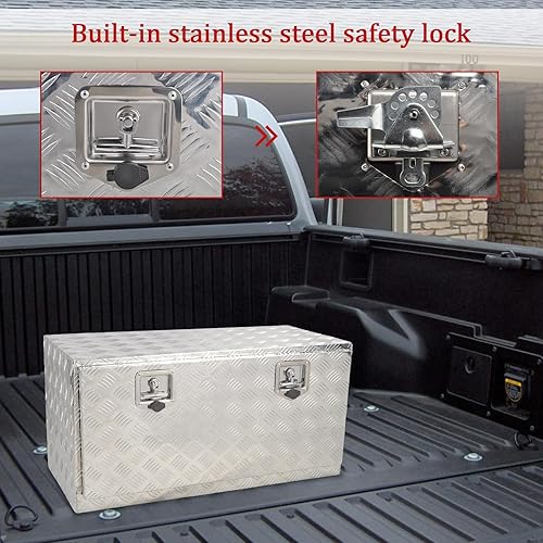 Miniatura 7 de BIGREAT Caja de aluminio resistente de 36 pulgadas con pestillo de mango en T, caja de herramientas debajo de la cama de 17 x 18 x 36 pulgadas con