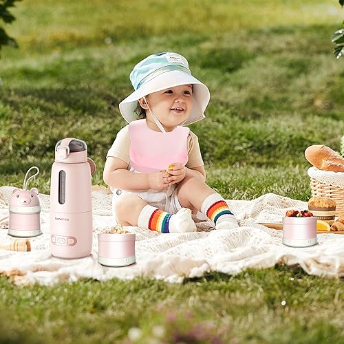 Miniatura 7 de Calentador de botellas portátil para viajes, calentador de leche portátil con batería larga de 15000 mAh, calentamiento rápido para leche materna y