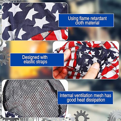 Miniatura 4 de Jexine 8 gorras de soldadura reversibles unisex para adultos, elásticas, resistentes al fuego, de algodón, forro interior de malla, gorra de