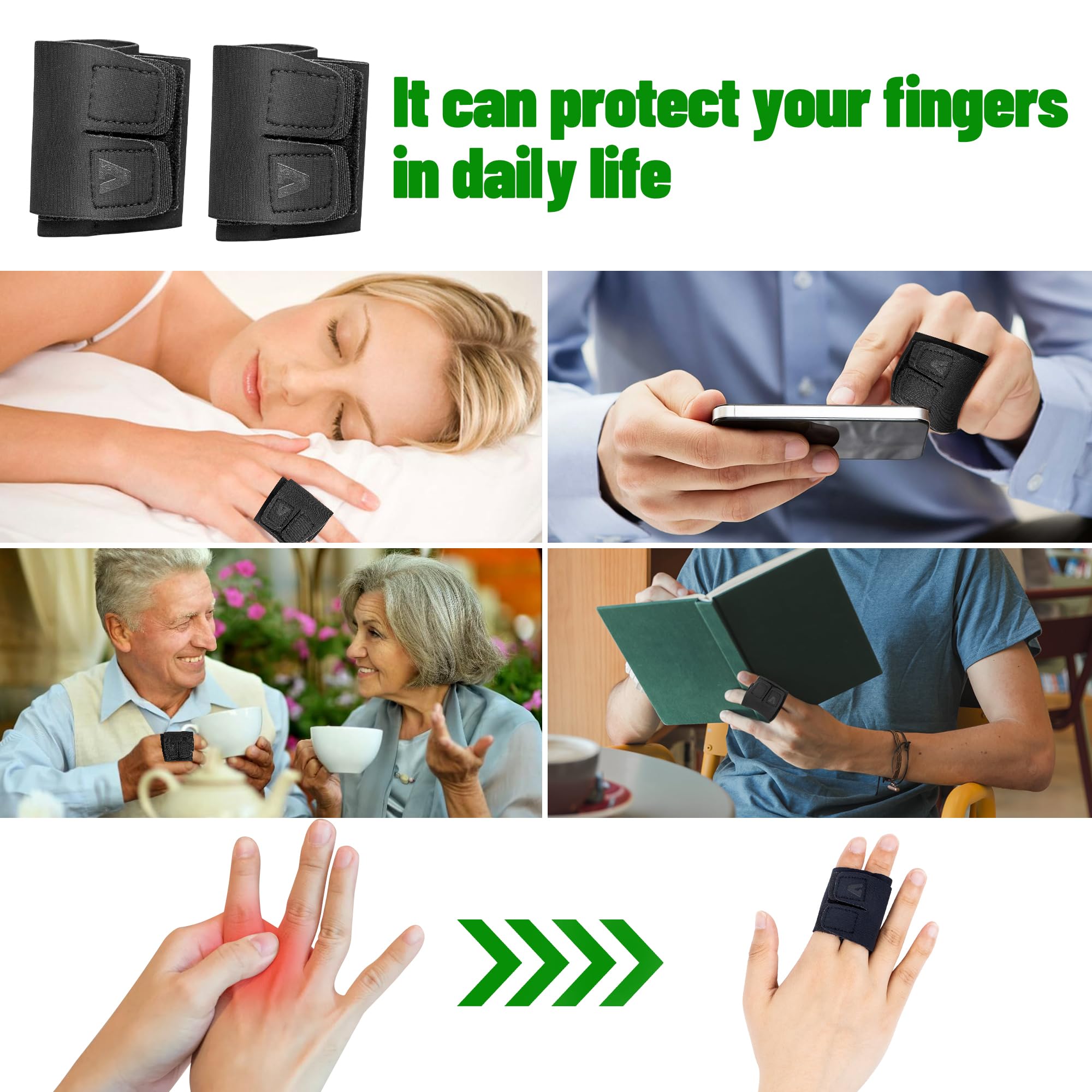 EULANT Lot de 2 Protège Doigts Réglable, Elastiques Protection Doigts,Bandage de Doigt,Manchettes de Doigts pour Sport Basketball Volleyball