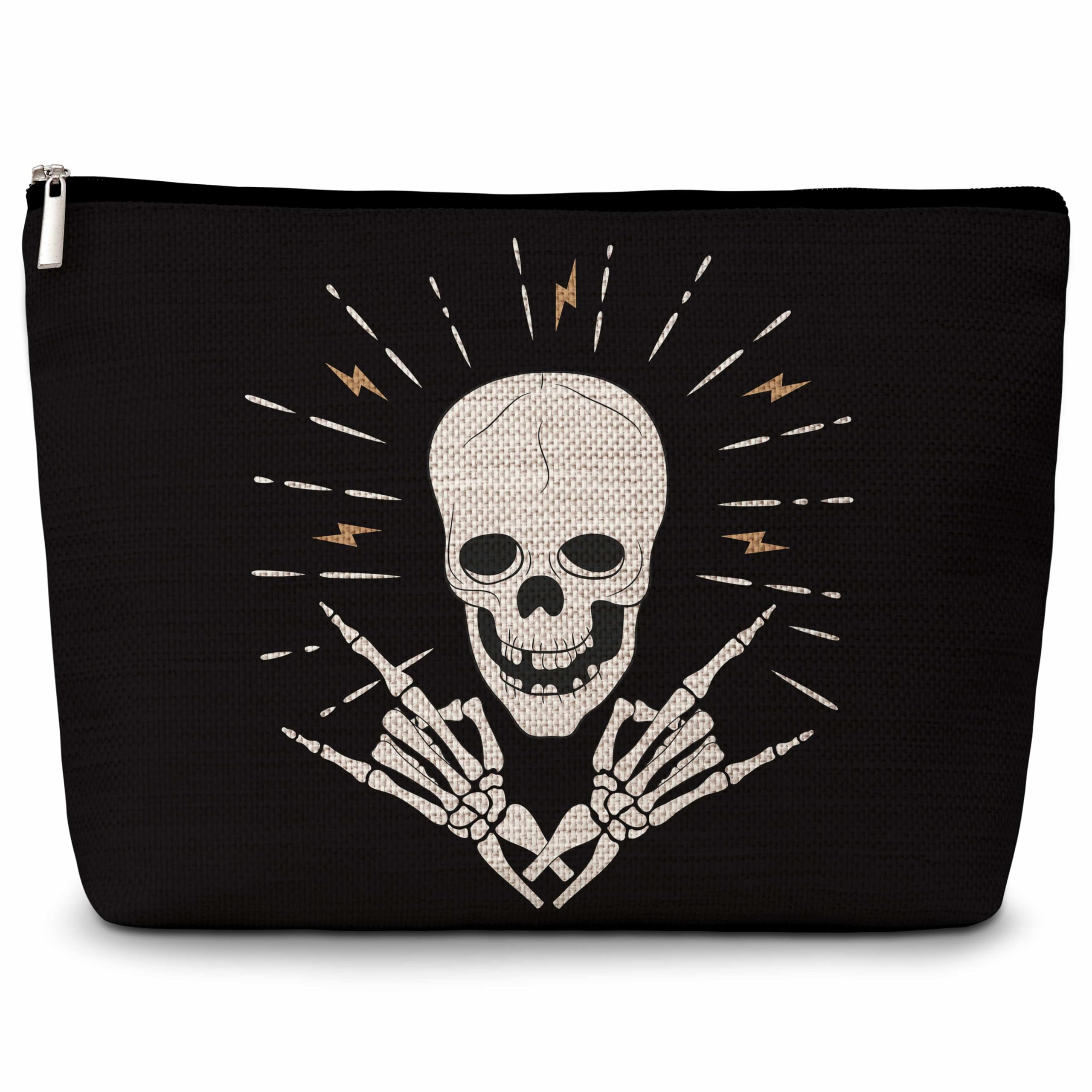 Eyouyeqi Goth Makeup Bag, Funny Skeleton Cosmetic Bags, skull Makeup Zipper Pouch Bag, Makeup Lover Inspired Gift, Birthday Gift For Women Girls, 14