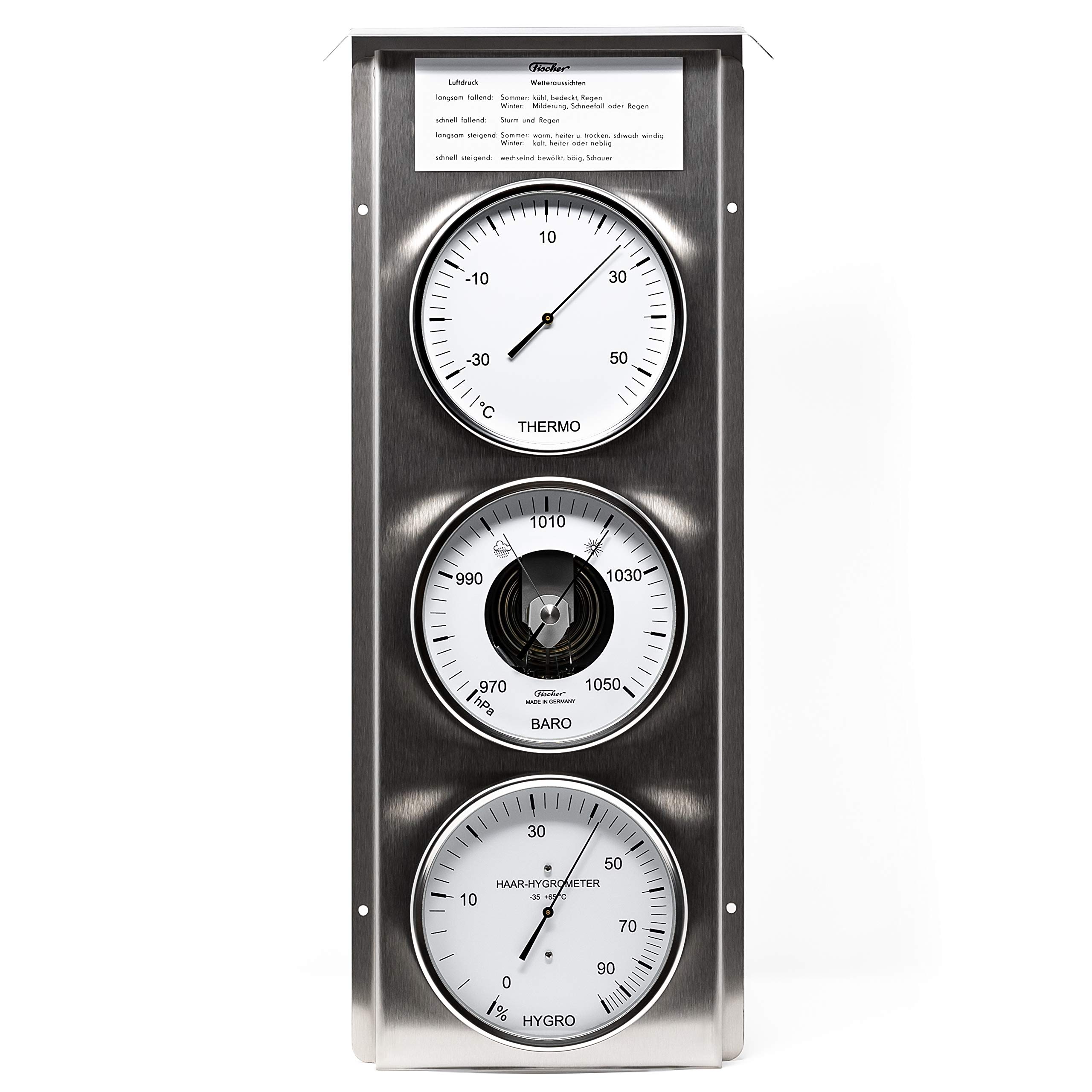 Fischer 803-01, Außenwetterwarte, Glas, Edelstahl, Made in Germany