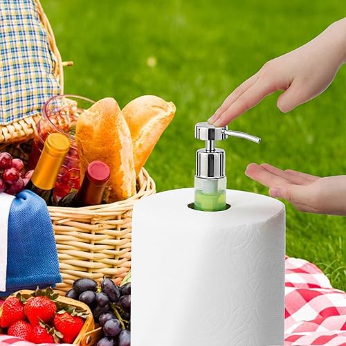 Miniatura 6 de SunnyPoint Dispensador de soporte para toallas de papel pesado con rociadorbomba incorporada (botella de bombeo, níquel satinado)