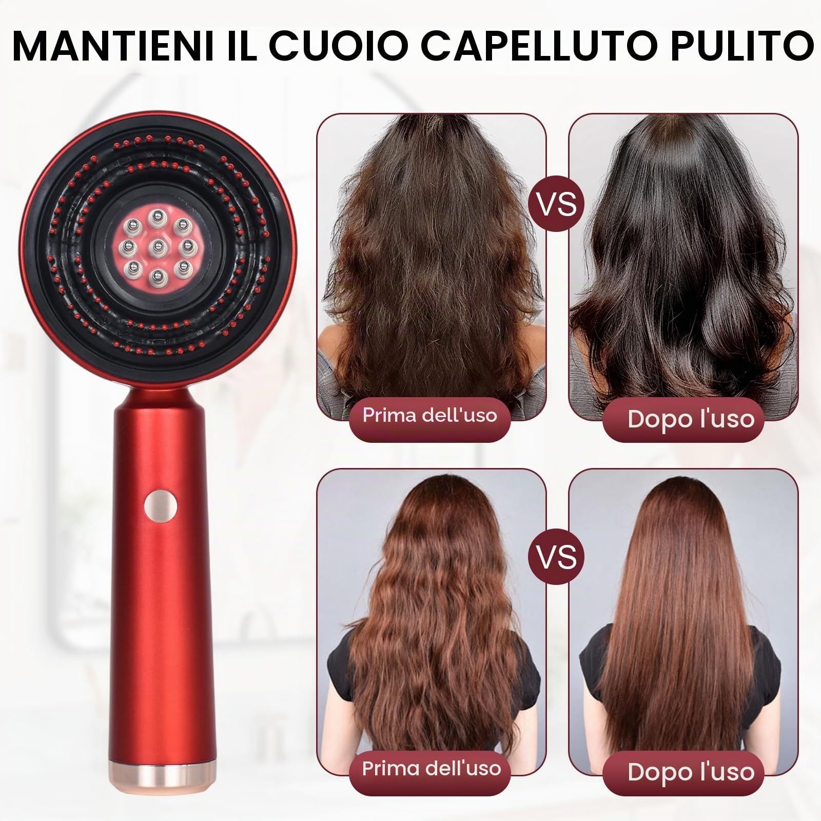 Colexy 3-in-1 Massaggiatore del Cuoio Capelluto con Applicatore di Olio, Spazzola per Massaggio per Cuoio Capelluto, Impermeabile IPX7 Massaggiatore per La Testa Elettrica Tutto, Sollievo dallo Stress