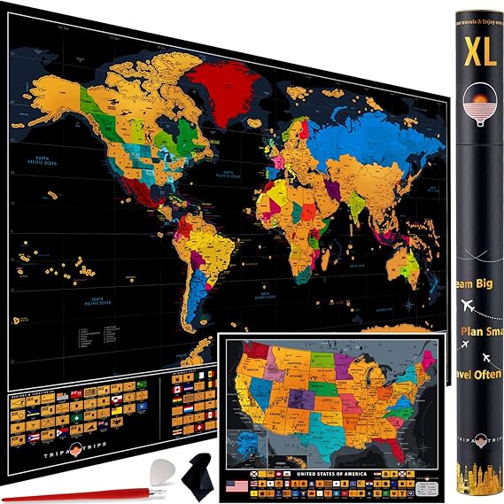 XL Scratch off World Map 36 x 24 Scratch off Map of the World with