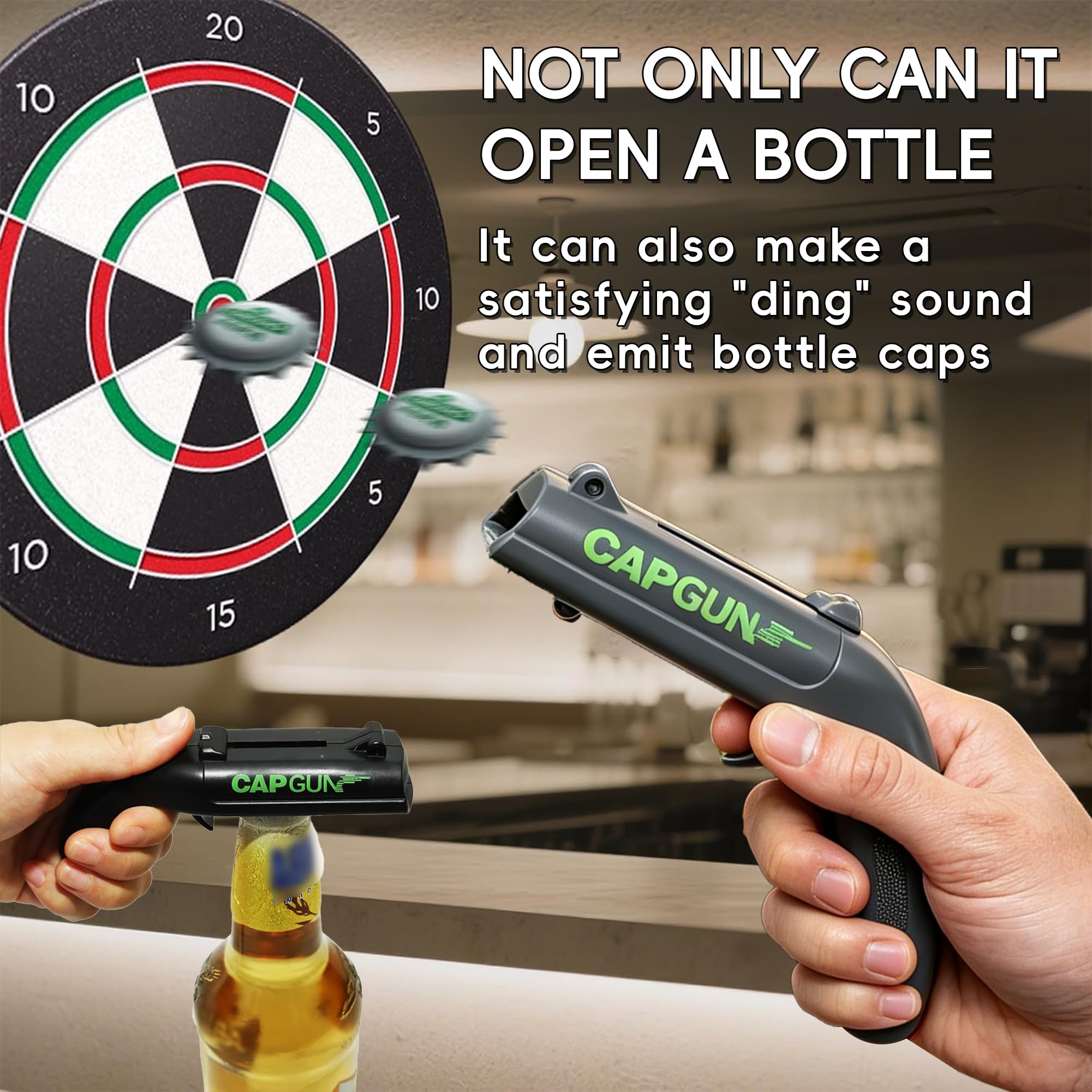 Cap Gun Bottle Opener - Launch Bottle Caps! -2