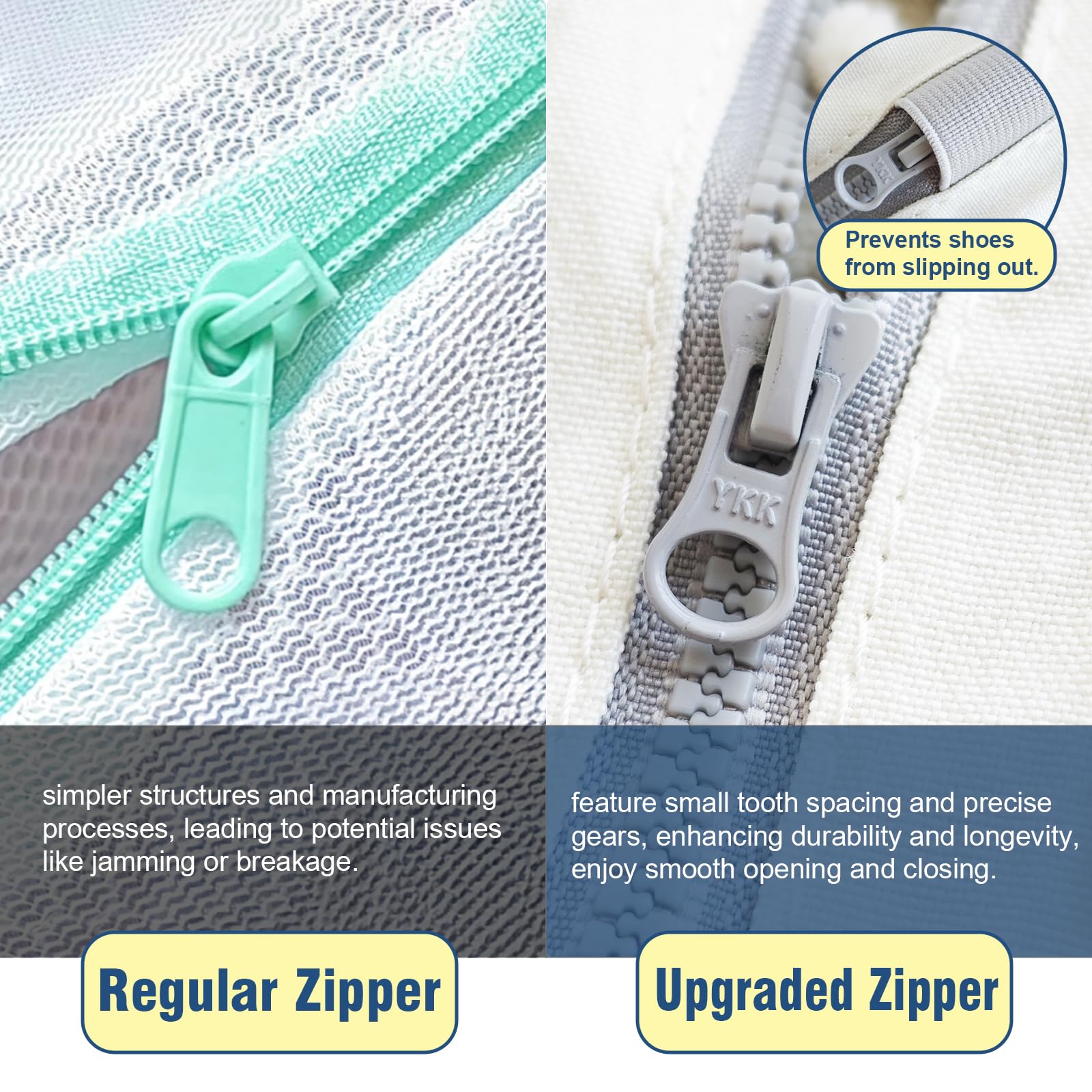 Shoe Washing Machine Bag, Trainer Sneaker Laundry Shoes Bag for Washing Machine Shoe Cleaning Bag Reusable with Zipper (White) - Image 4