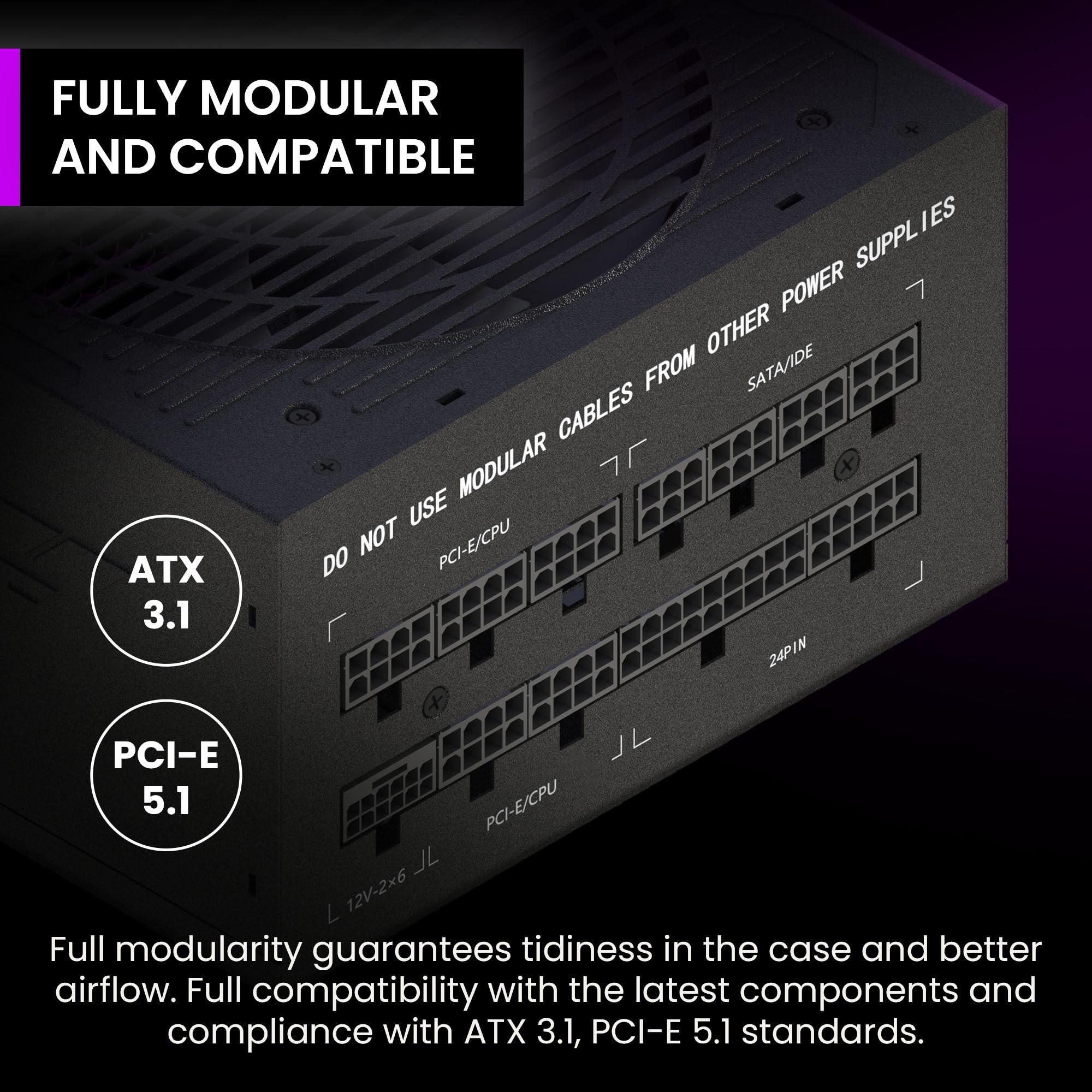 PREYON Eagle Power Gaming 750 – 1000 W Fuente de alimentación 80+ Oro – Modular, silenciosa, compacta, para Jugadores y creativos, 600 W GPU, condensadores japoneses, Alta eficiencia, diseño Premium