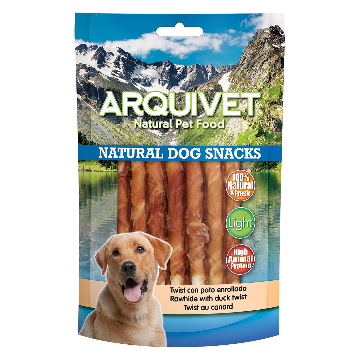 Arquivet Pack 12 Unidades Snack Twist con Pato Enrollado 13 cm 100 gr - Natural Dog Snacks - 100% Natural - Chuches, premios, golosinas para Perros - Producto Light - Muy Rico en nutrientes