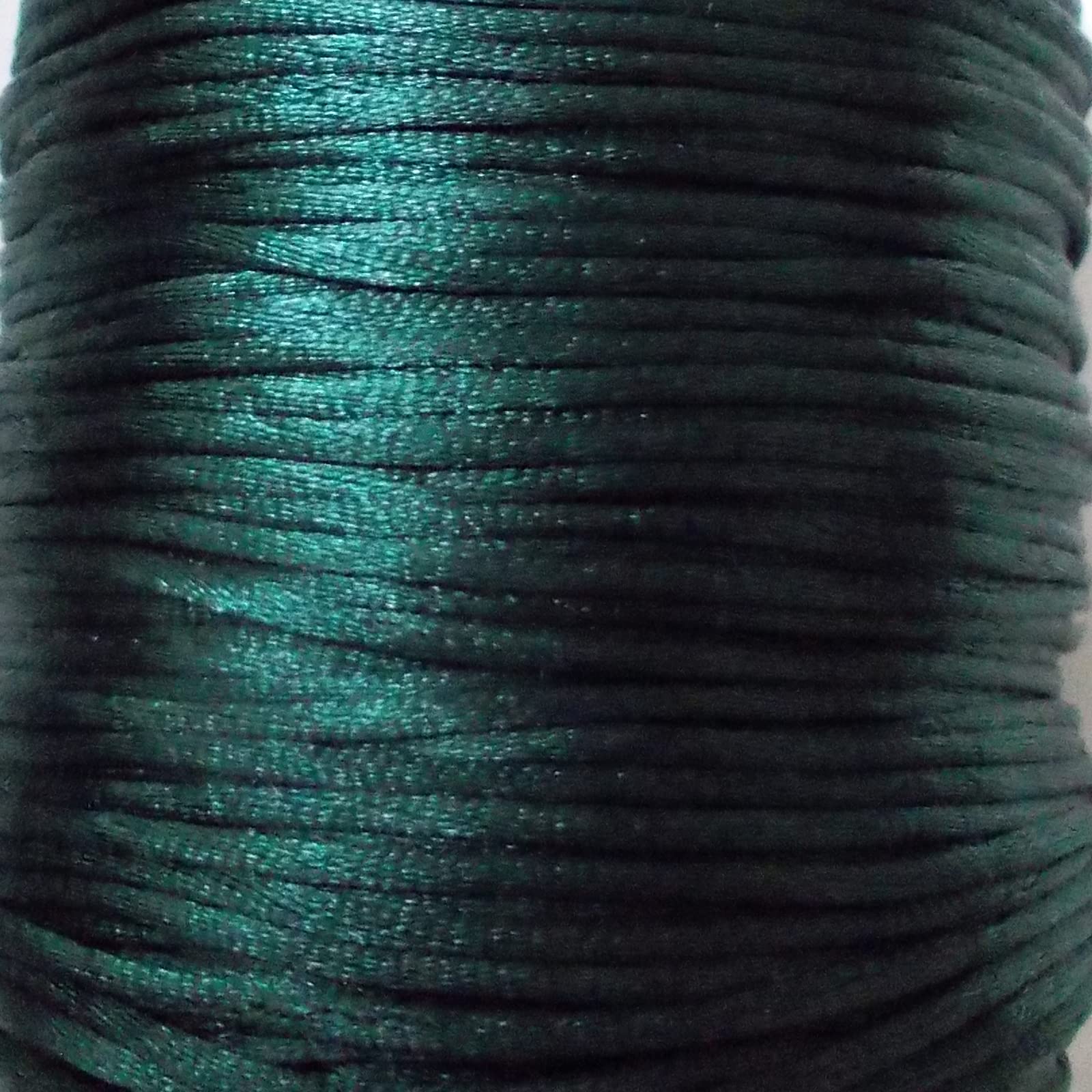 Satin Cord Woven 1mm, 50 meters Jewellery Making Craft Bracelet Necklace Sewing (Dark Green)