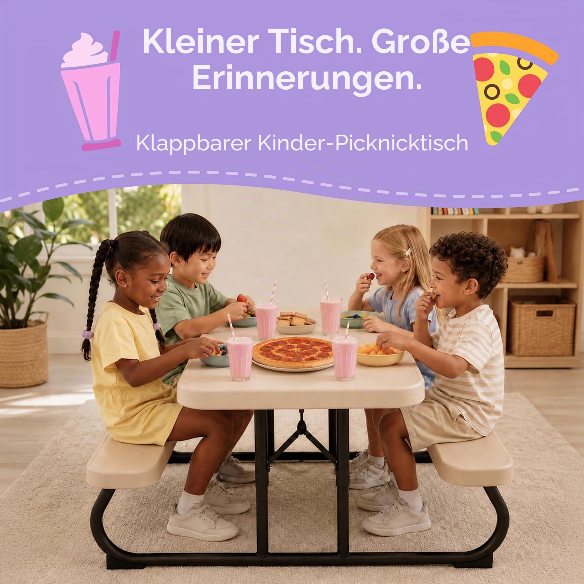 LIFETIME Picknicktisch, leichtgewichtig, zusammenklappbar, Beige