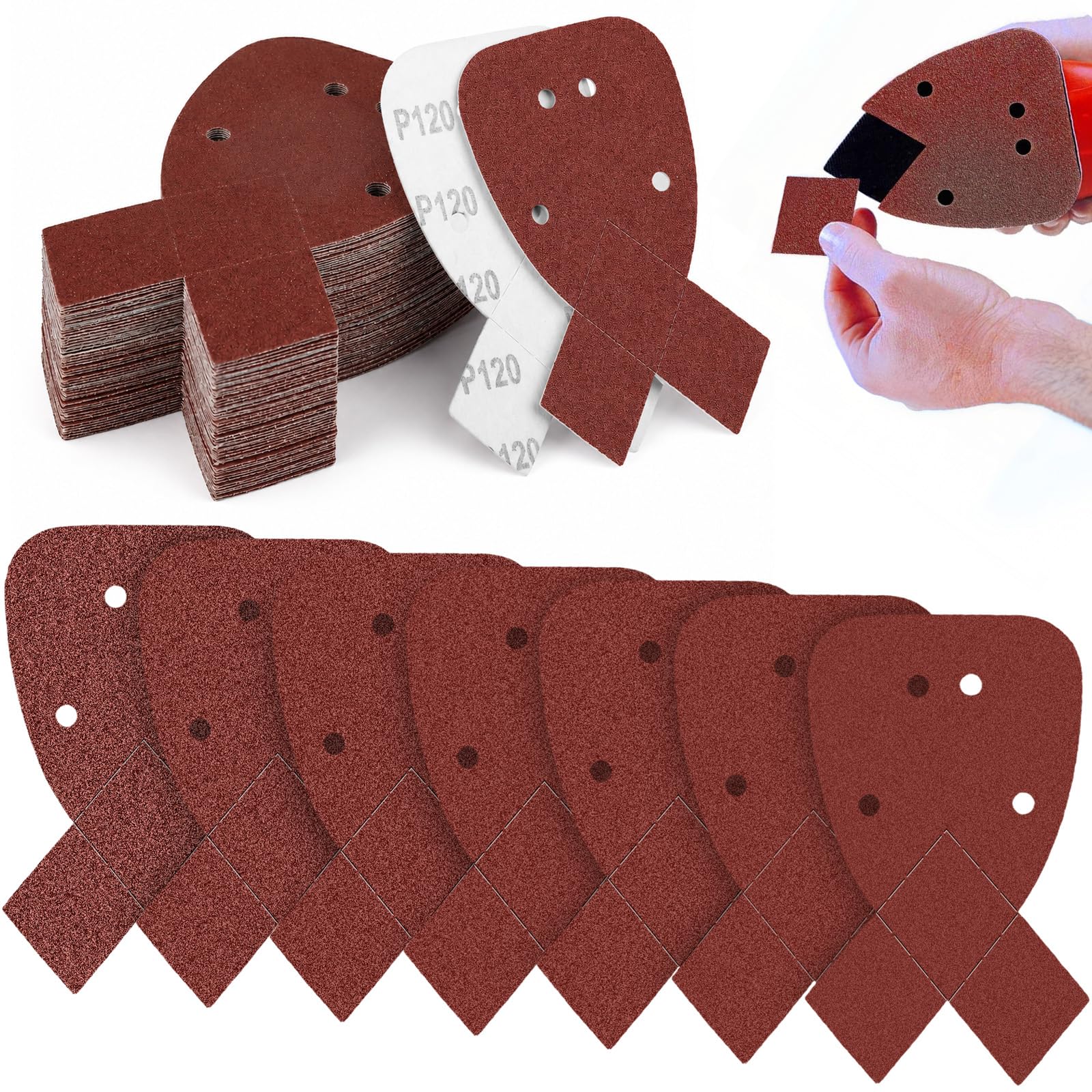 Limiebllu 42 Pcs Mouse Sander Pads, 40-320 Grits Loop Sanding Sheets