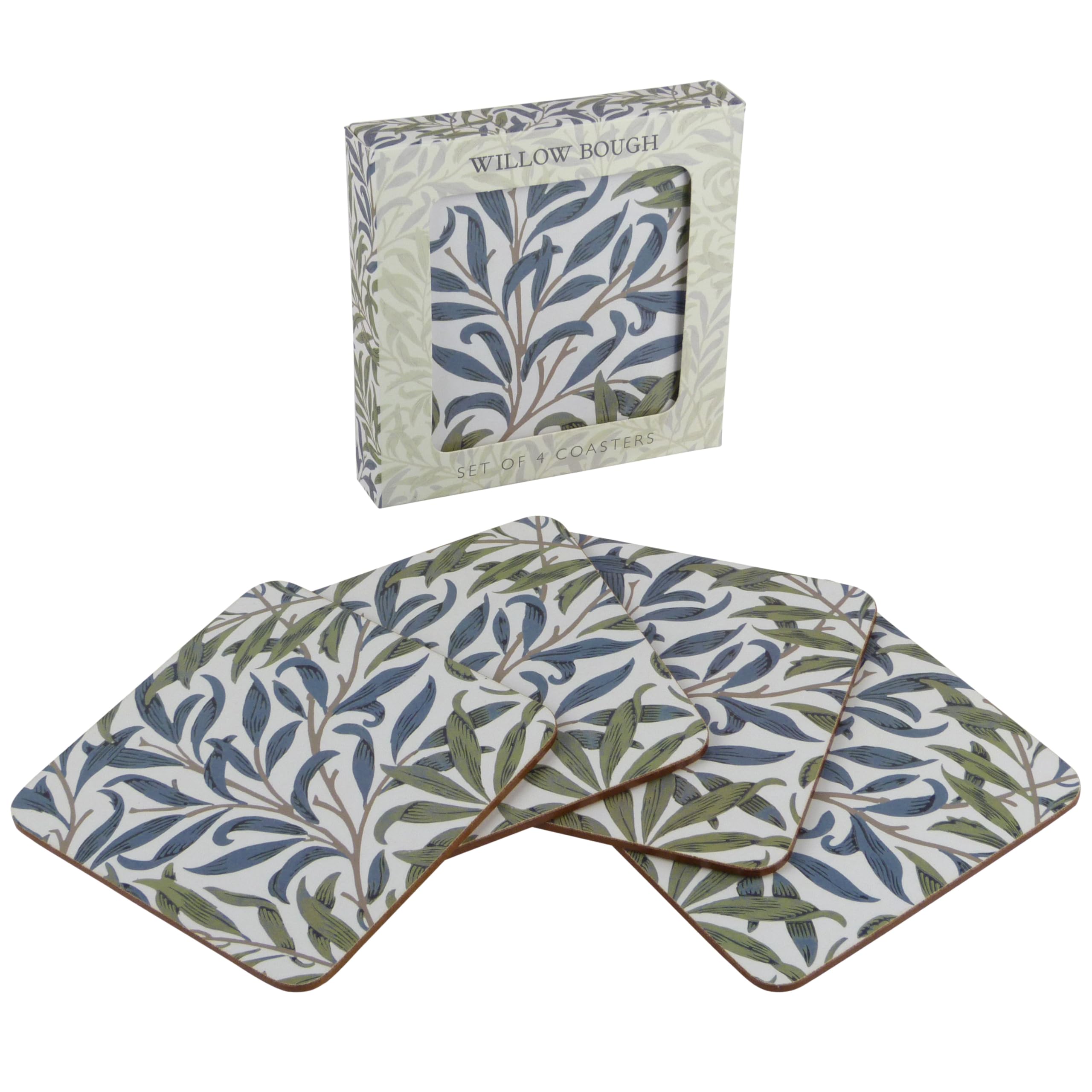 The Leonardo Collection Multicolor Lesser & Pavey Pack Of 4 Drink Coasters | British Designed Eco Cork Drinks Coasters For Modern Homes | Coasters For Drinks For All Types Of Cups & Mugs - William Morris