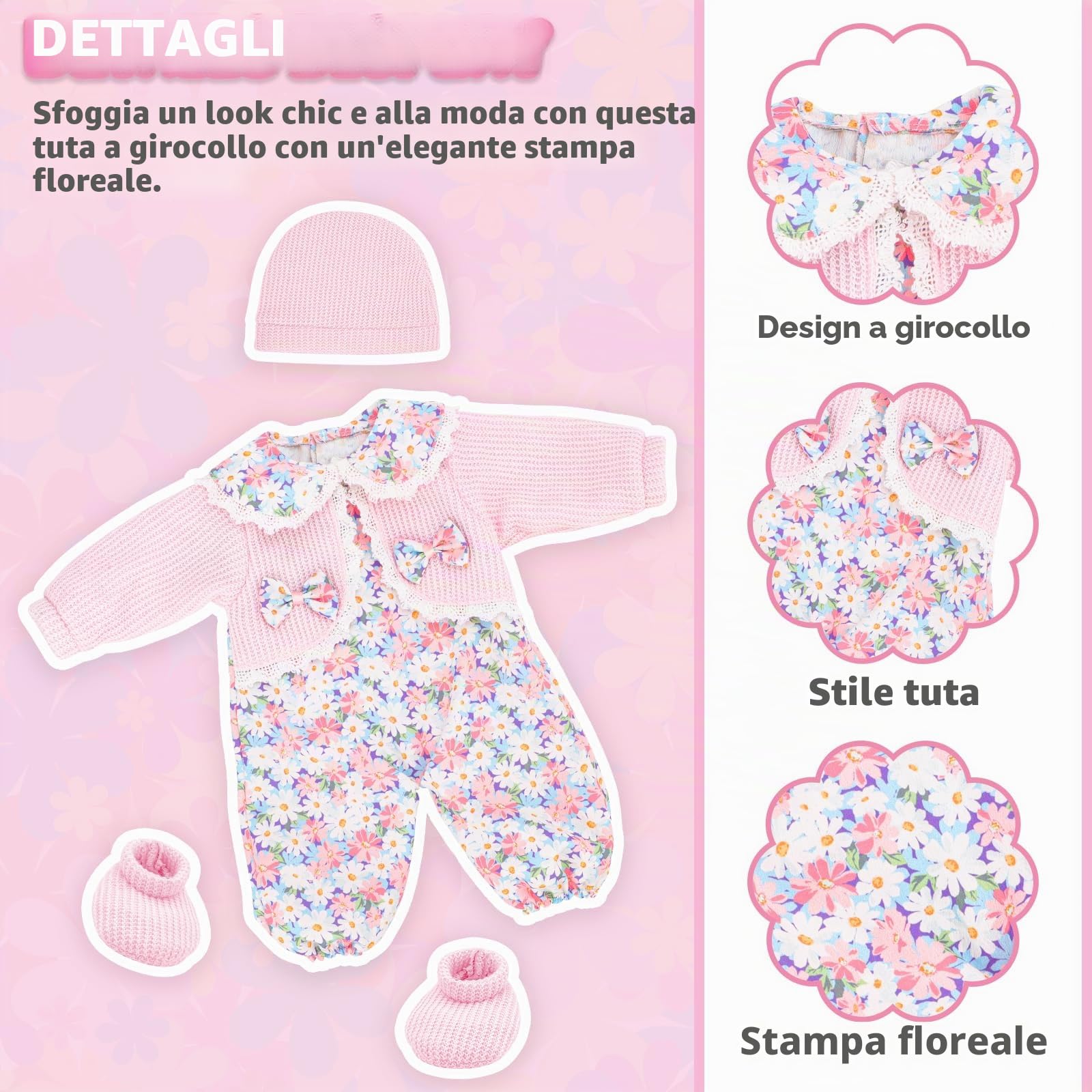 deAO Abbigliamento per Bambole con Culla - Set 11 Pezzi (30-43 cm) 3+ Anni