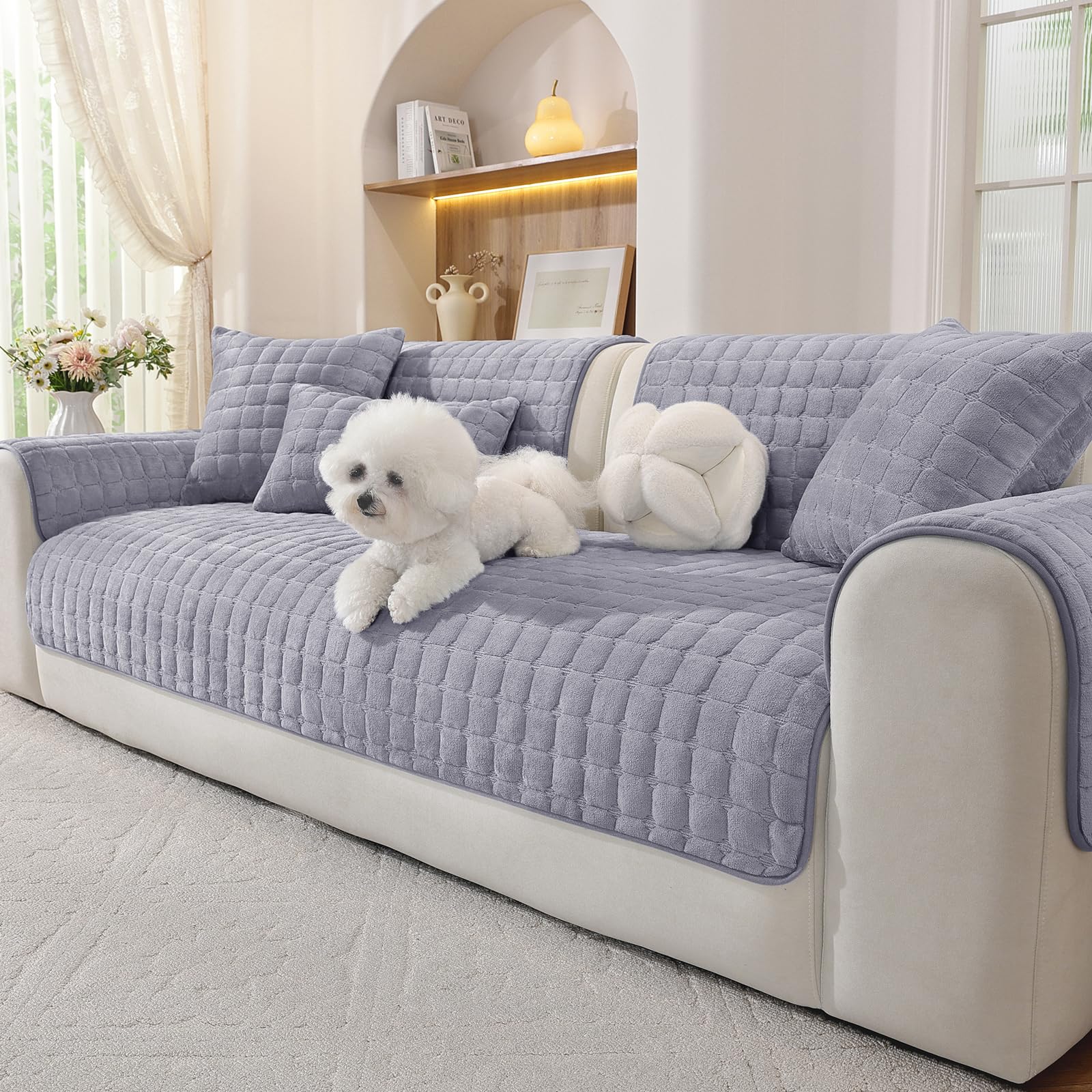 Ystyle Funda Sofa en Franela Suave, Fundas Sofa Antideslizantes, Seguras, Cómodas y Lavables a Máquina, Aptas para Sofás de 1/2/3/4 Plazas y Sofás con Sección Chaise Longue（Gris Claro, 70x180cm Global Recycled Standard Global Recycled Standard Global Recycled Standard