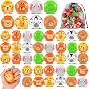 HyDren 24 Pcs Safari Jungle Animal Stress Balls Bulk 1.96 Cute Animal Squeeze Balls Anxiety Relief Toys with Storage Bag Animal Party Favors for Kids Adults Jungle Wild One Birthday Party, 8 Style