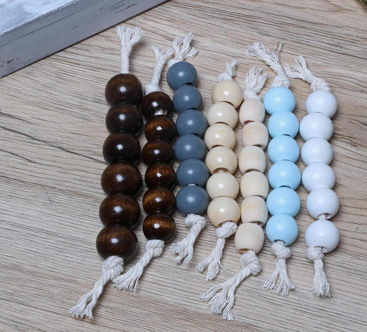 20mm White Wood Beads, Wooden Macrame Beads Large Hole, 50pcs Wooden Loose Beads for Macrame Craft/Garlands/Home Decoration (8mm Hole) - Image 7