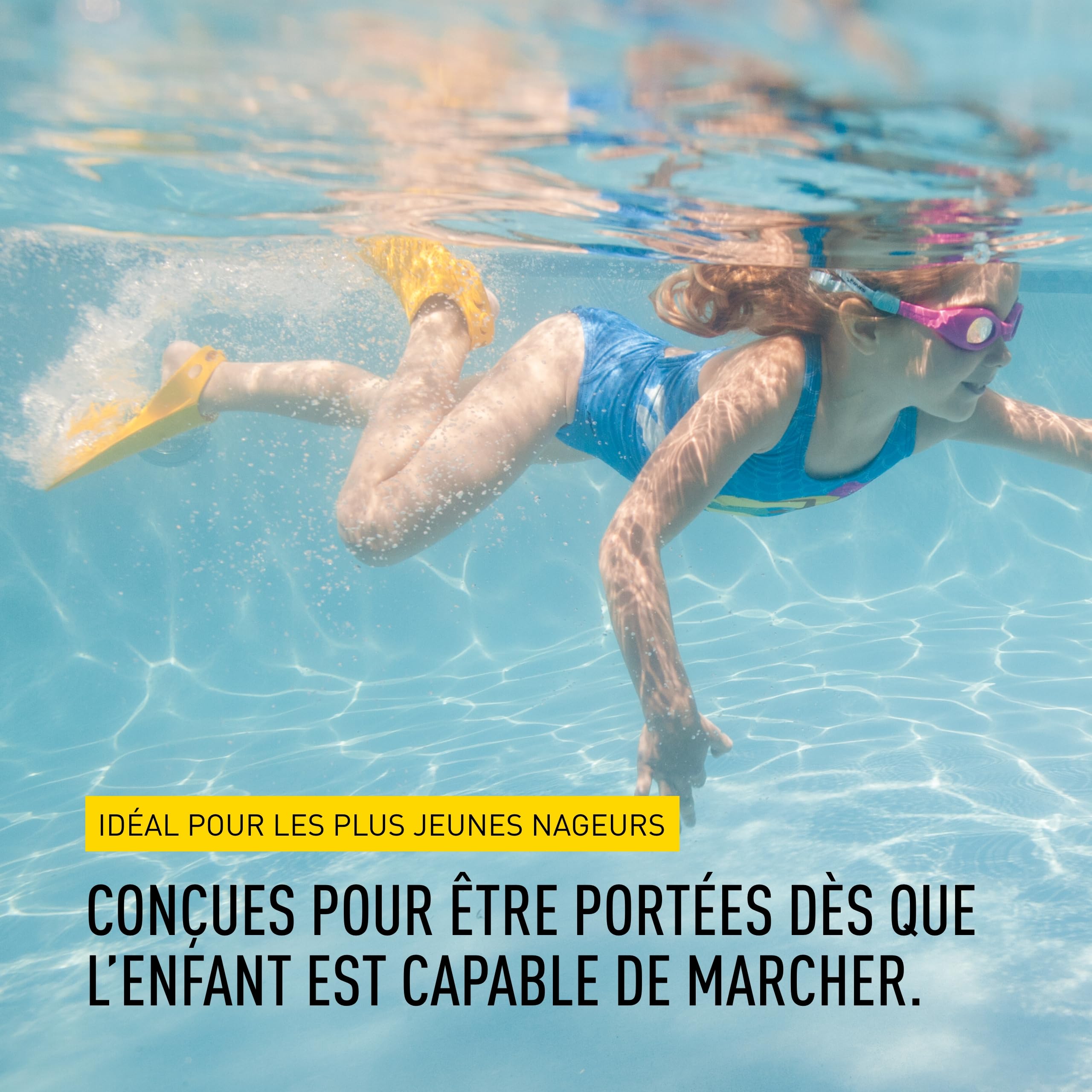 FINIS Fishtail Palmes d'entraînement de natation Mixte Enfant de +9 ans - Jaune - 22-29 EU | Plus de Confiance dans l'Eau, Douces, Équipement de Natation Essentiel pour l'Entraînement et la Performance de Tous les