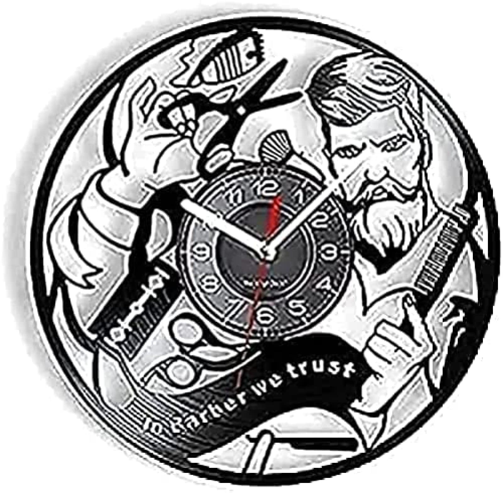 Horloge salon de coiffure en métal noir horloge moderne et silencieuse pour intérieur hipster