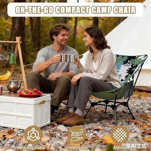 Miniatura 7 de Silla de camping ultraligera, silla de campamento portátil con soporte para tazas y bolsa de almacenamiento, silla plegable ligera y compacta para