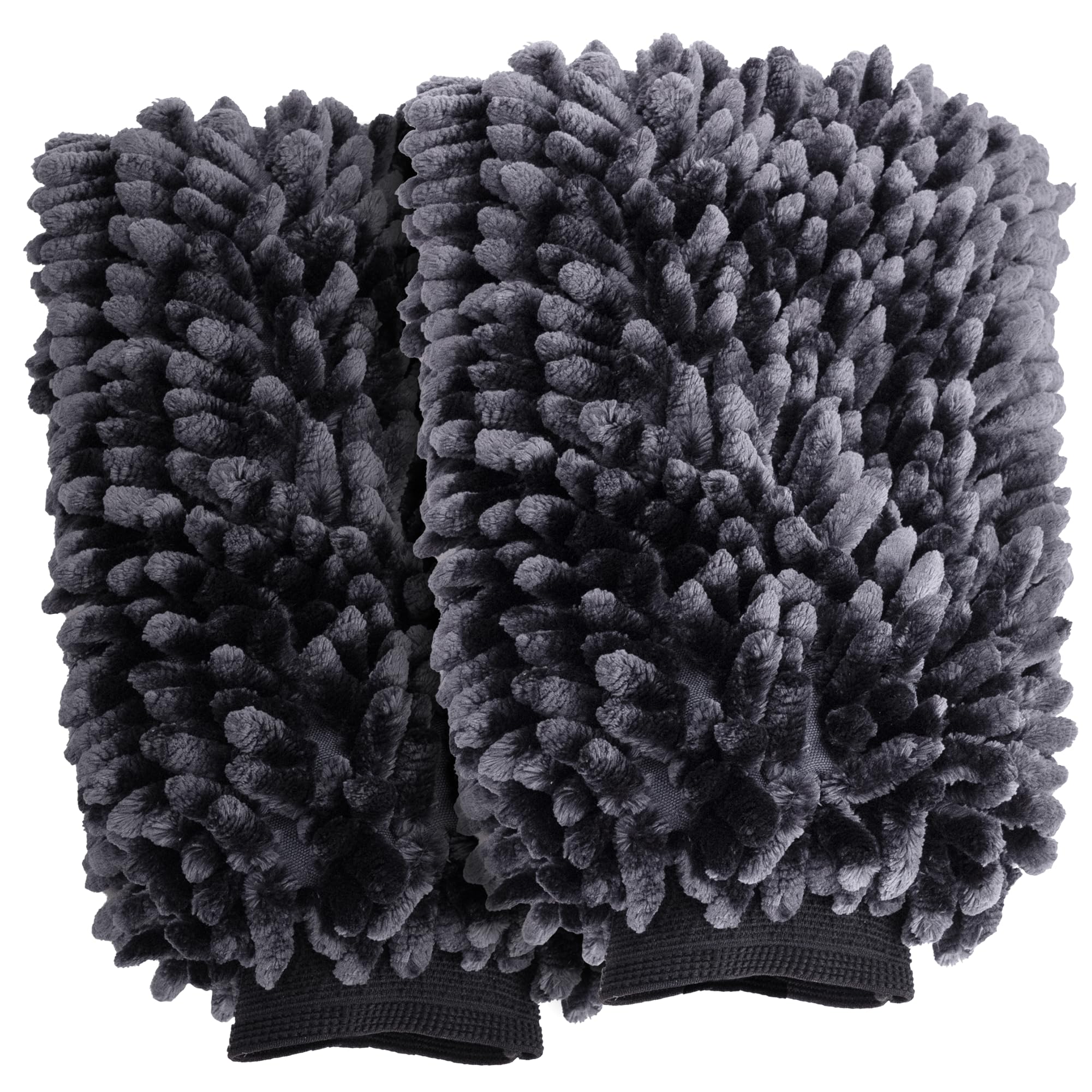 VIKING Manopla de lavado de coche, microfibra para limpieza de coche, chenilla premium, negro, 10 x 8 pulgadas, paquete de 2