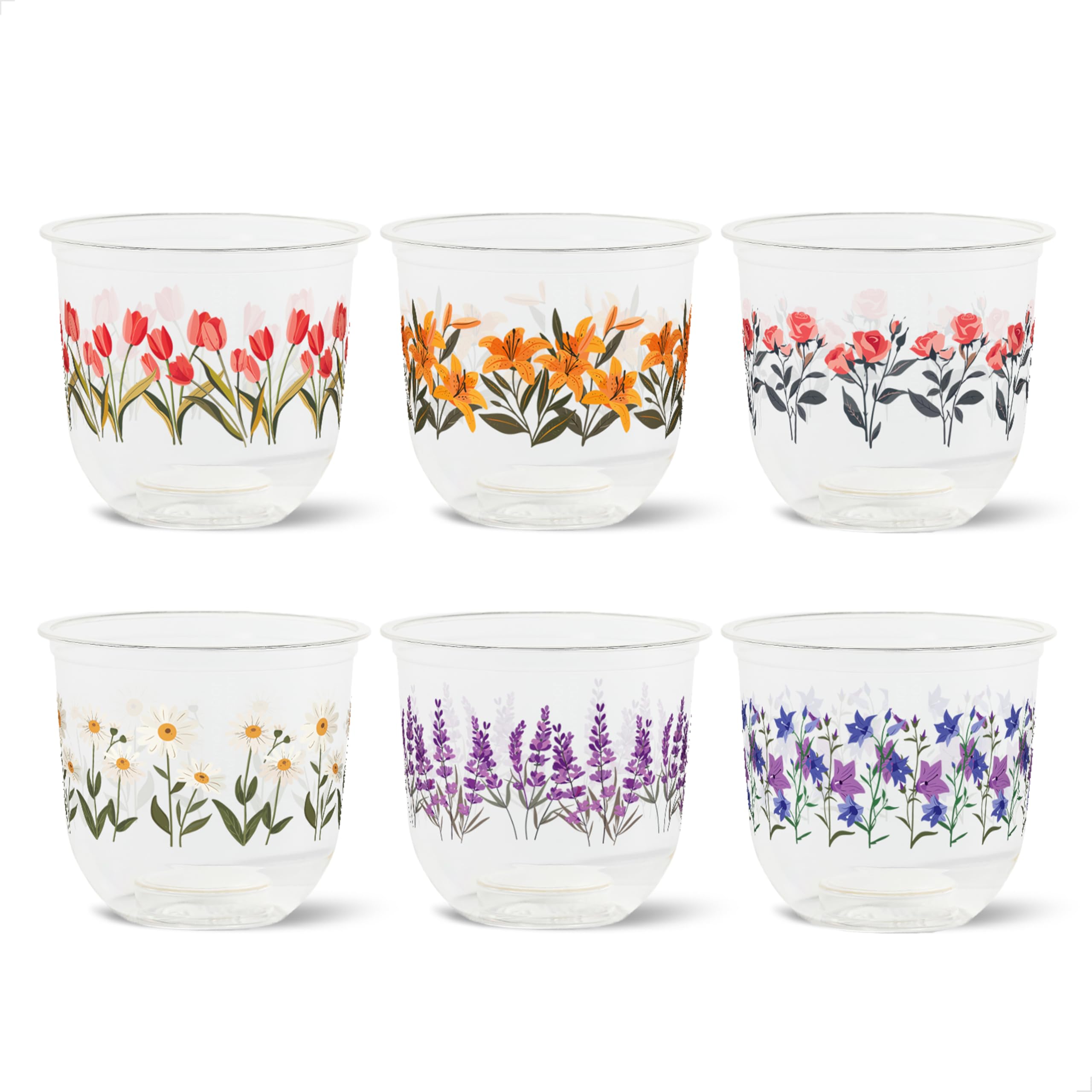 TOSSWARE NATURAL 12oz Arc - Floral Fantasy - Plant Based 98mm Cups - Plastic Alternative for Parties, Bachelorettes, Weddings - Recyclable Theme Cold Cups - Set of 24