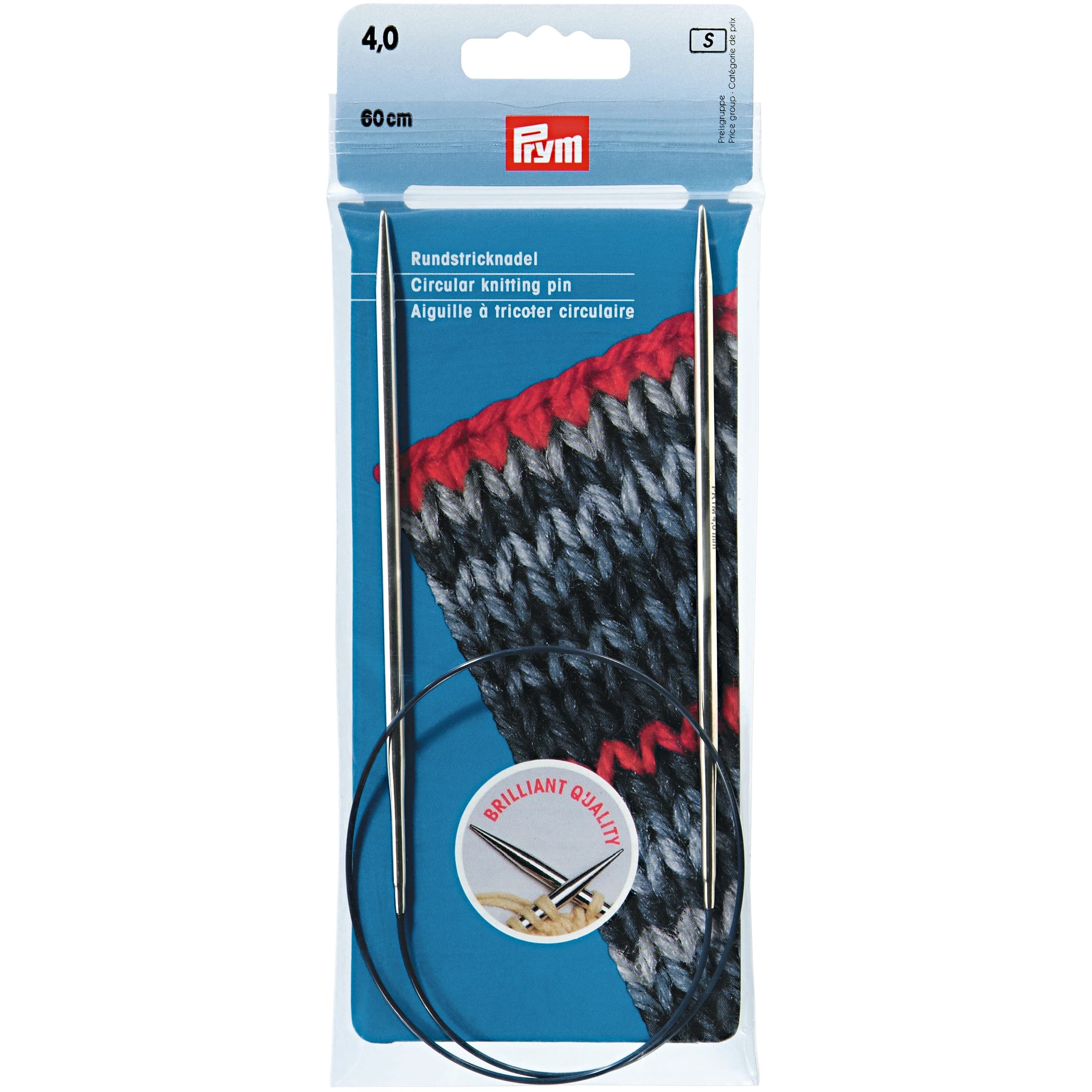 Circular Knitting pins Brass 60 cm 4.00 mm Silver col