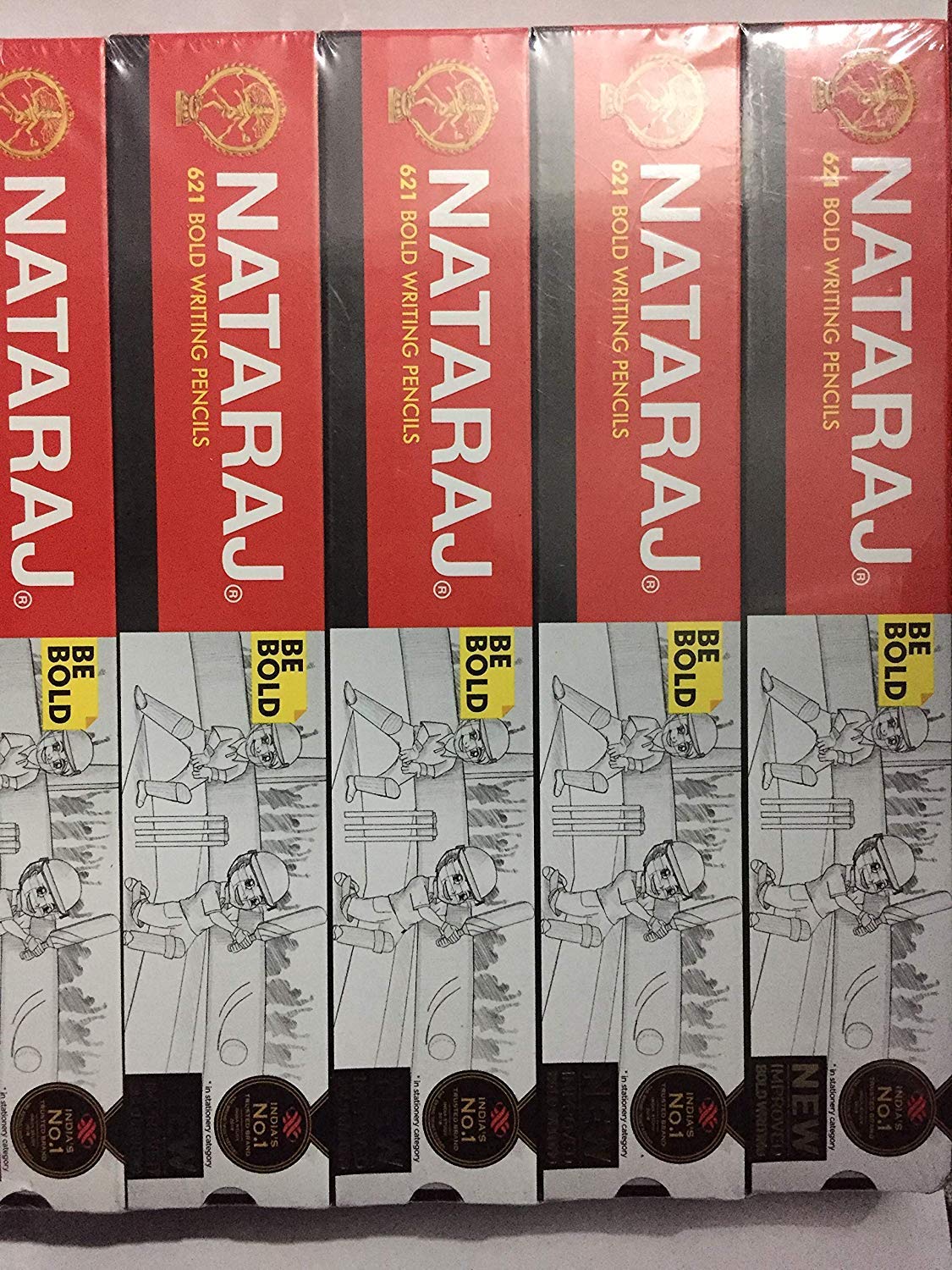 Nataraj 621 Bold Writing Pencils-Pack Of 5 Pkts.,Gray