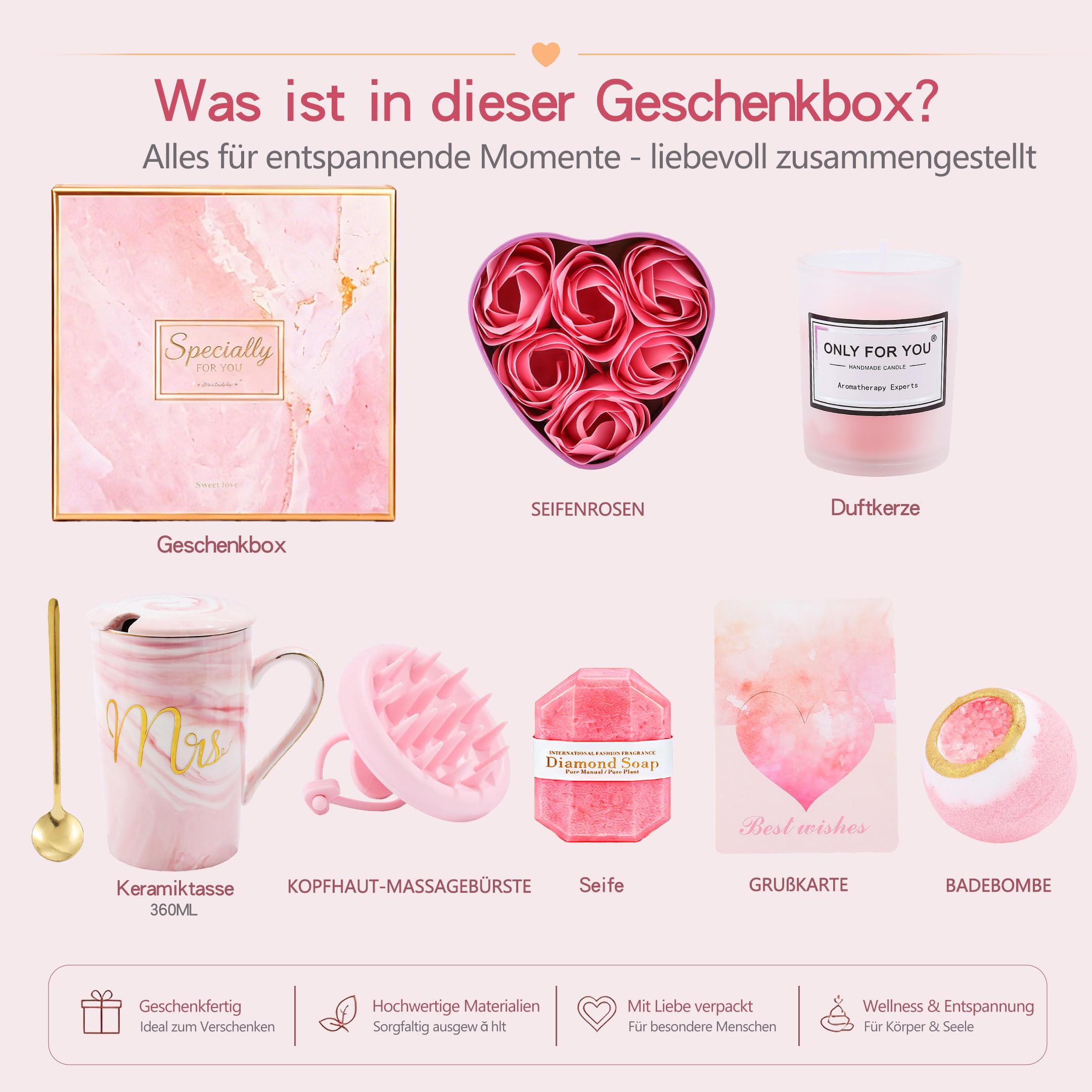 Regalo di compleanno per ragazze 9 10 11 12 13 14 anni – Set regalo rosa per adolescenti con bicchiere da 473 ml con cannuccia e coperchio in bambù, mini set di pennelli da trucco