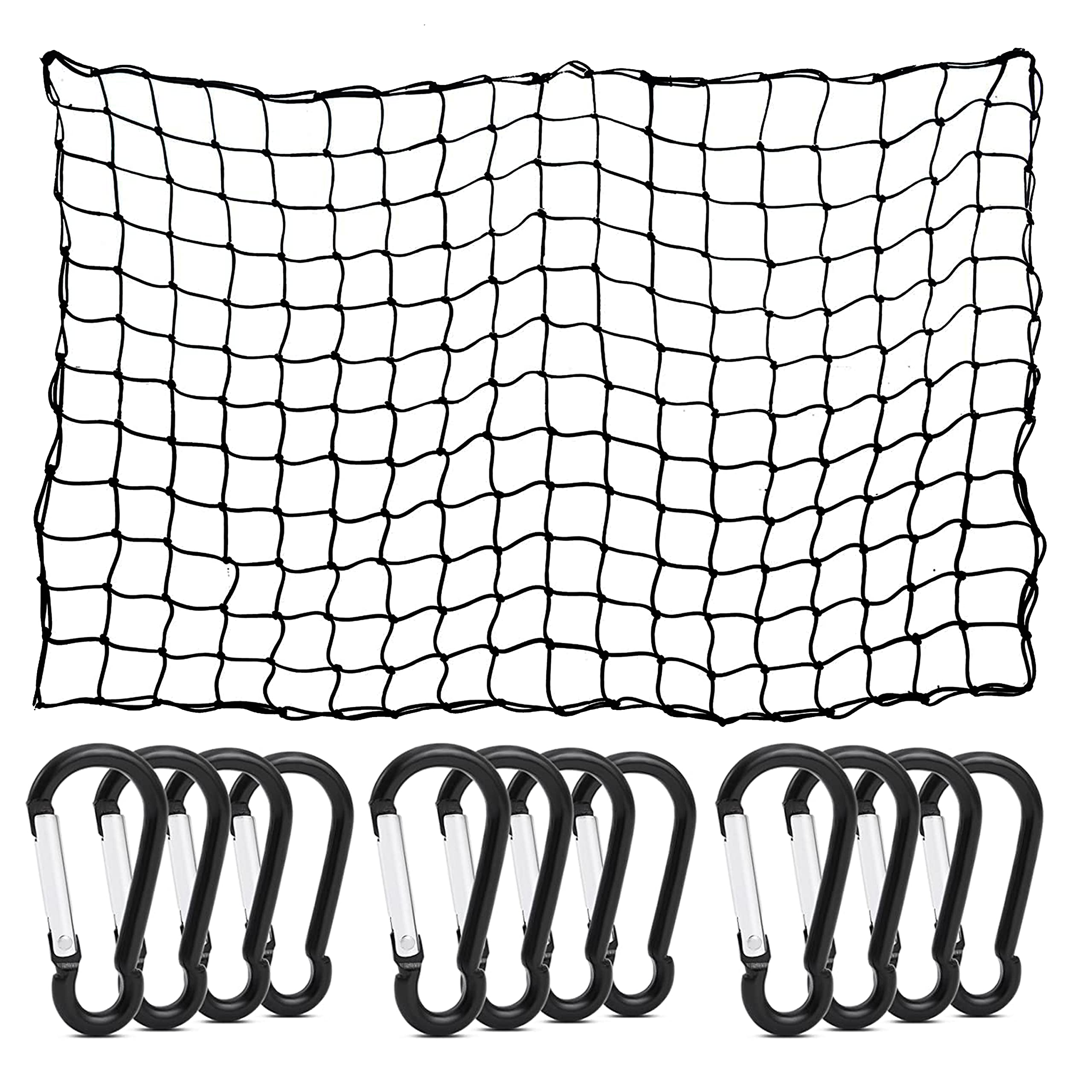 NIKAVI Cargo Net for Pickup Truck Bed- 4 x 6 Stretches to 8 x 12- Heavy Duty Small 4”x4” Latex Bungee Net Mesh with 12 Metal Carabiners (B09BNLH24Q) Amazon Price History, Amazon Price Tracker