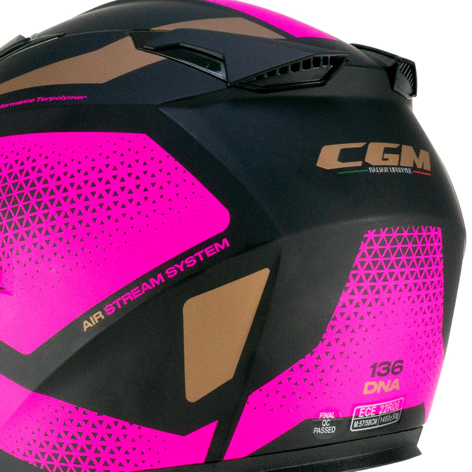 Casco Open Face CGM 136G DNA Galaxy - Nero Fucsia Flu&ograve;, Taglia S (55-56cm), Omologato ECE 22.06