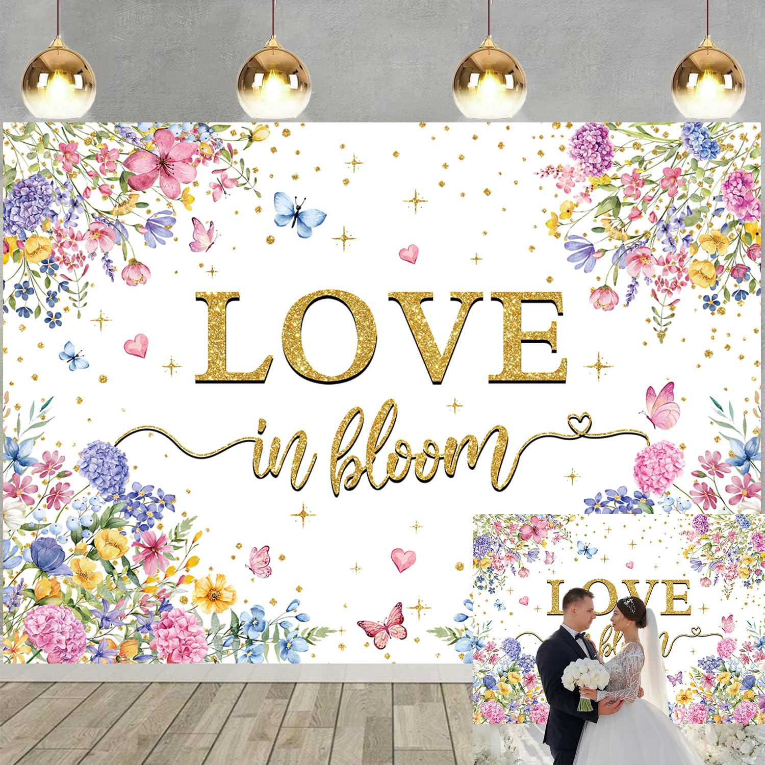 Love in Bloom Bridal Shower Decorations Backdrop Wildflower Bridal Shower Party Banner Spring Floral Engagement Wedding Bachelorette Party Bride to Be