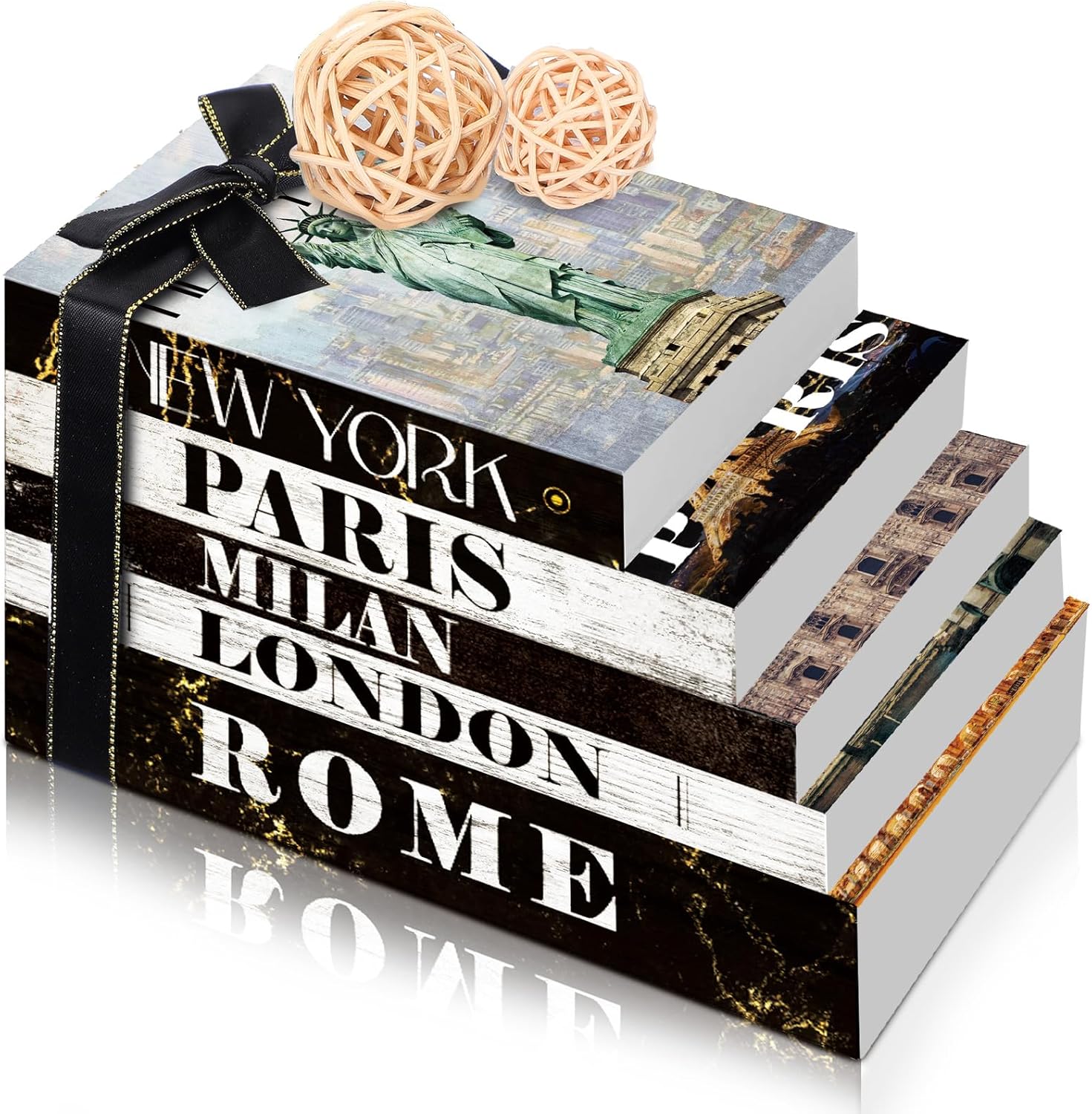 Vercraft 5 Pcs Wooden Books Decor Decorative Books for Home