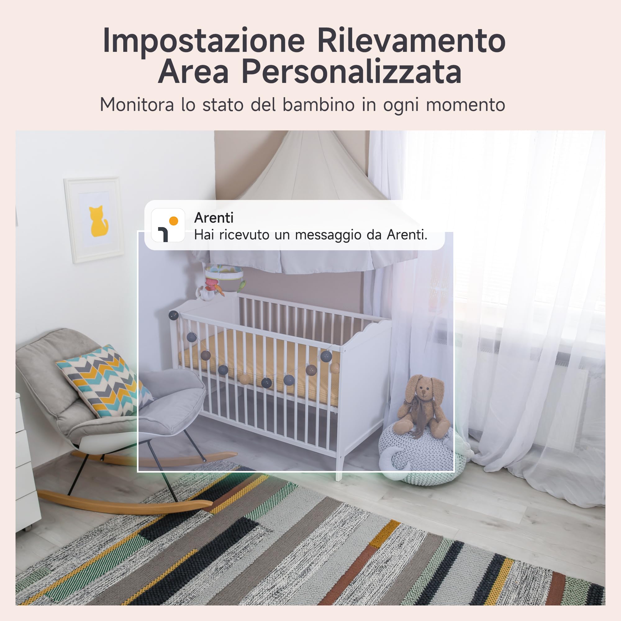 Arenti Baby Monitor Video e Audio con 2 Telecamere, 2K Telecamera Bambini con Monitor 5'', Rilevamento di Temperatura/Umidità e Suoni/Movimenti, Promemoria di Allattamento, Ninne Nanne, Schermo Diviso