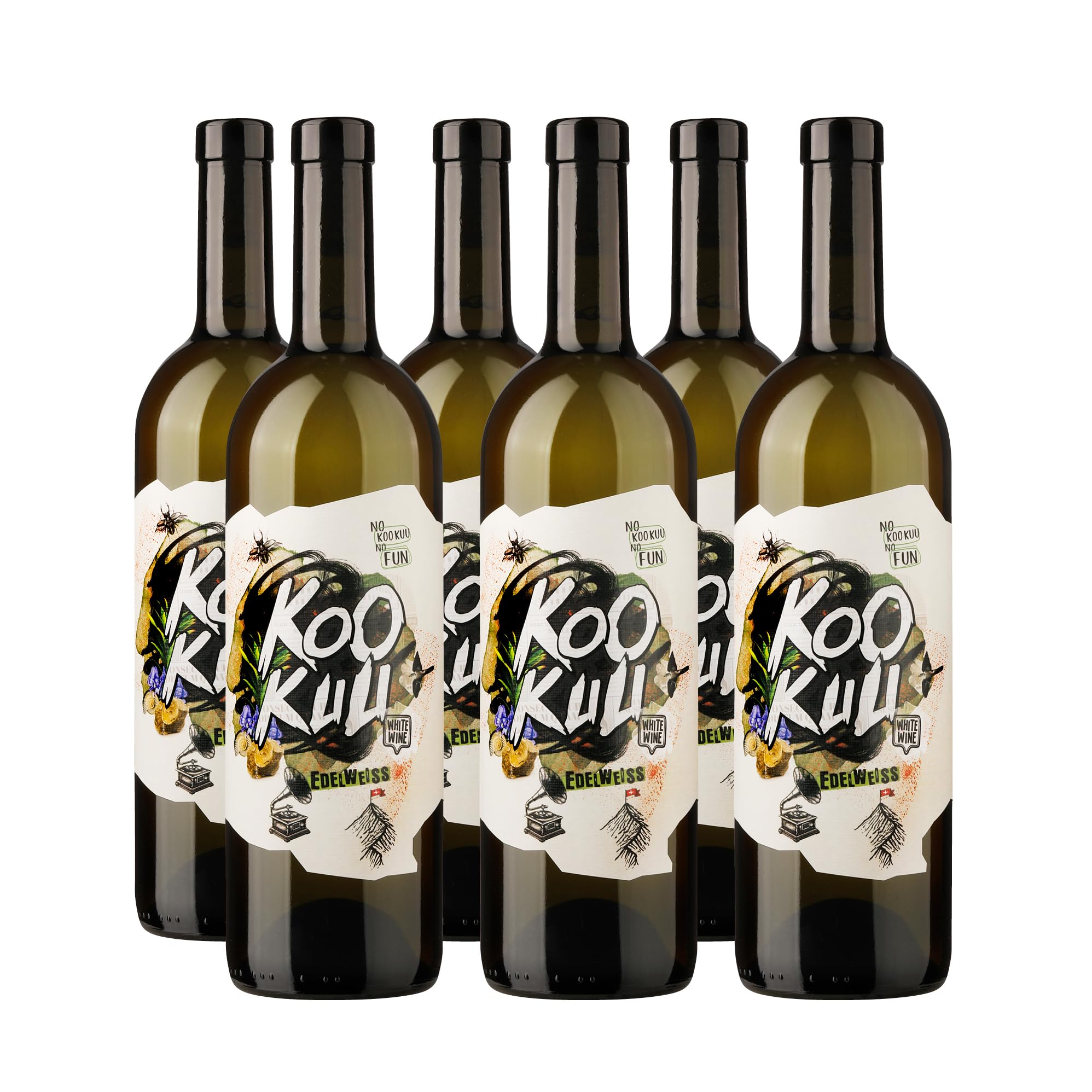 DELINAT KOO KUU Edelweiss 2024 – Schweizer Bio-Weißwein lieblich | Vegane Cuvée aus Souvignier Gris und Solaris - fruchtig & säurearmer premium Weißwein aus der Ostschweiz 6 x 0,75l