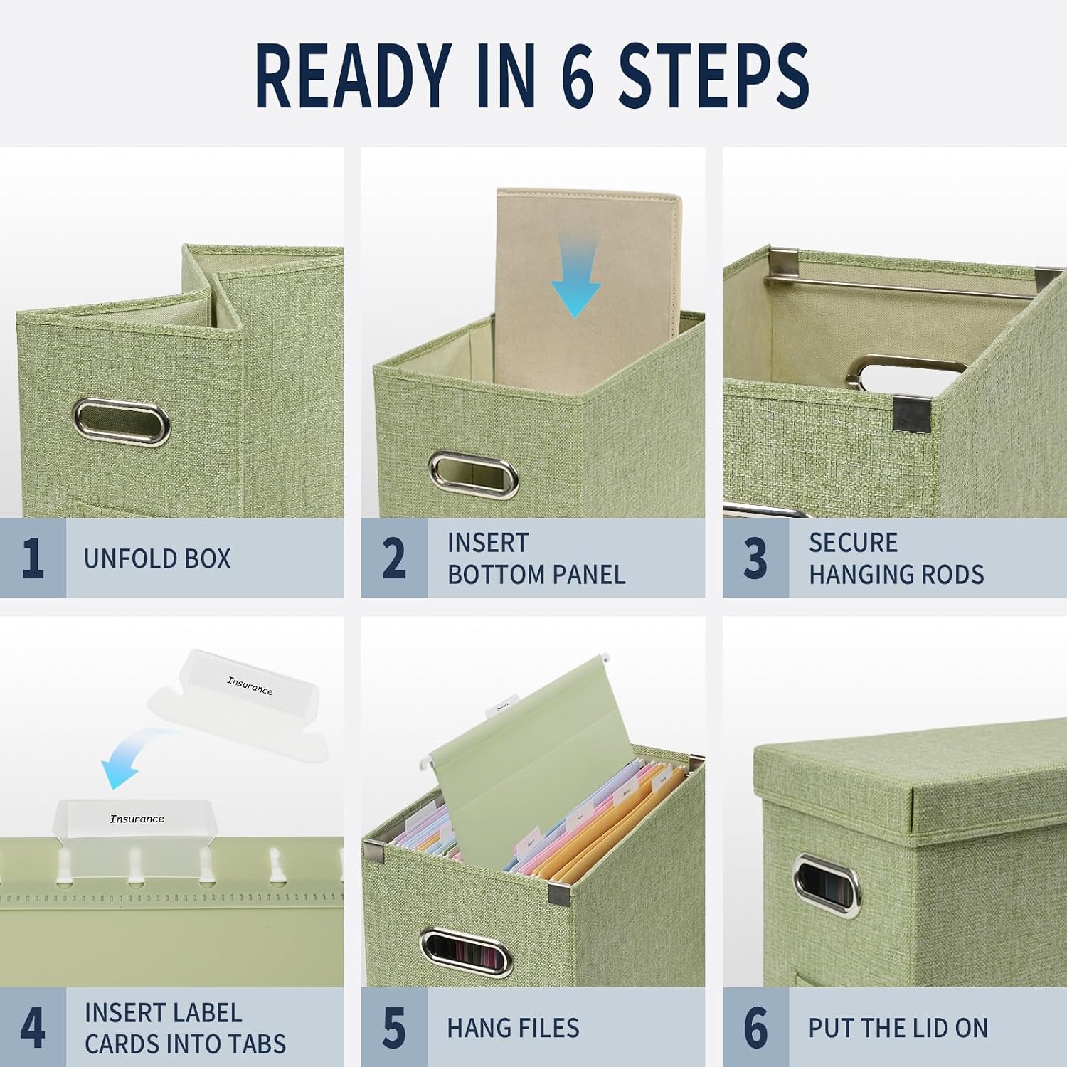 File Organizer Box with 15 Hanging File Folders, Lift-Off Lid image 3