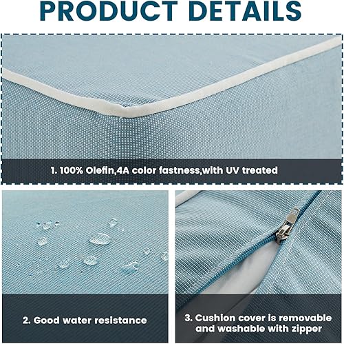 Miniatura 6 de ARTPLAN Deep Seat - Cojines para sillas de patio al aire libre, juego de 2 cojines de asiento y respaldo, 24 x 24 x 6 pulgadas y 18 x 24 pulgadas,