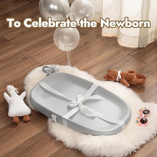 Miniatura 7 de Papablic Cambiador de bebé lavable con correa de seguridad extraíble, fácil de limpiar y antideslizante, impermeable, cambiador para tocador, cama