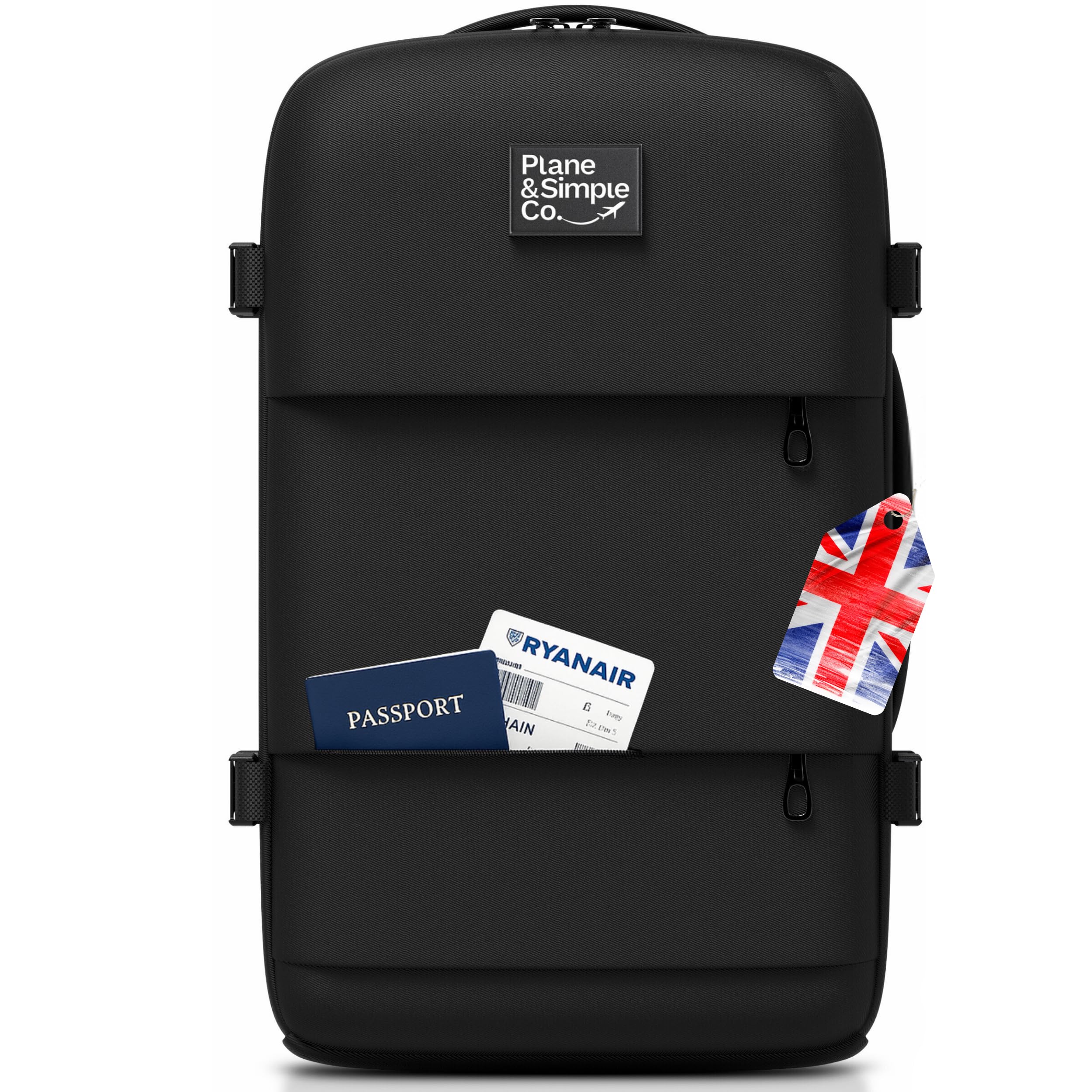 Plane & Simple Co. Award-Winning 40x20x25cm Ryanair Approved Underseat Backpack 20L with Laptop -Pocket - Free to Carry On 20L Backpack for Ryanair, Wizz Air, EasyJet & Vueling