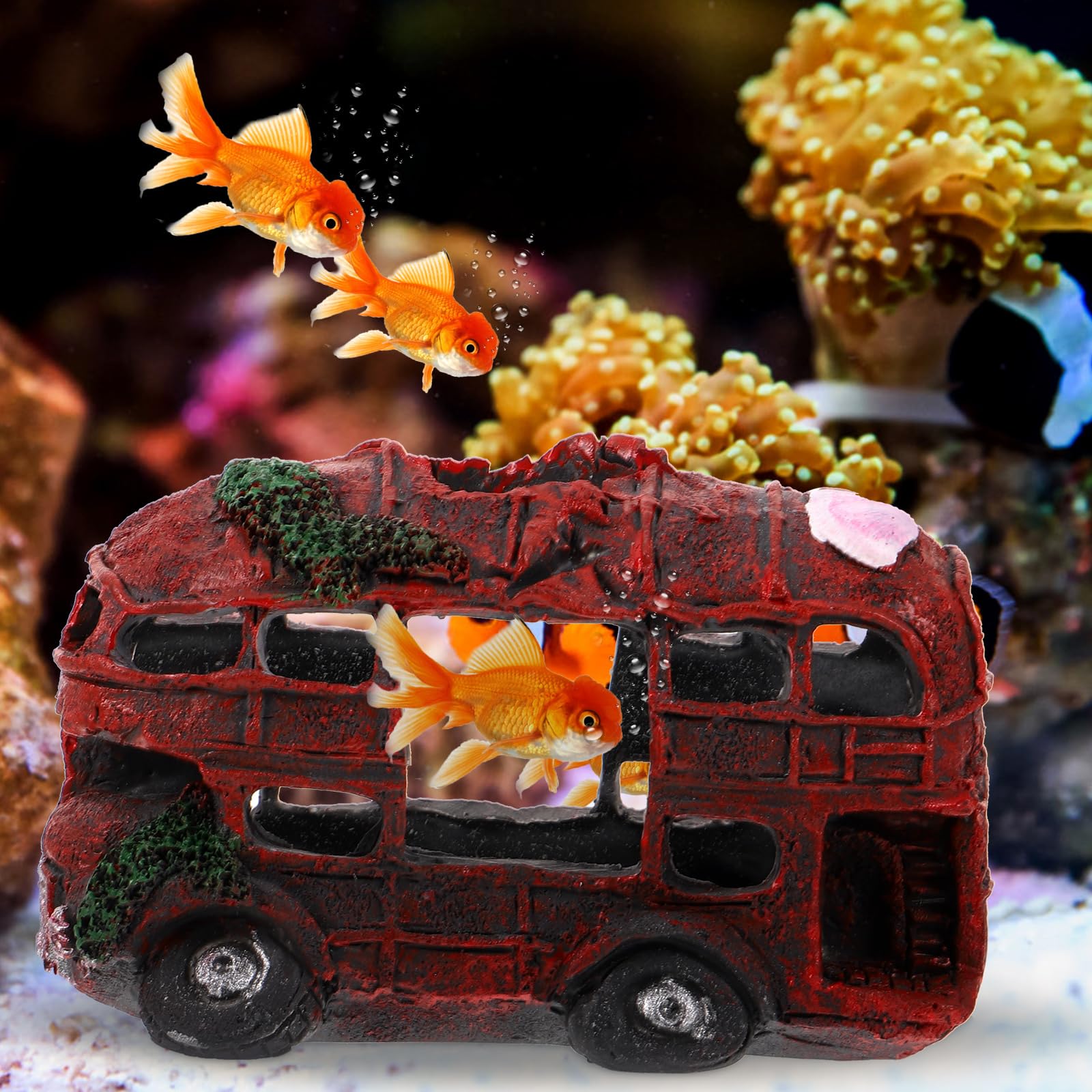 disney cars fish tank accessories POPETPOP Aquarium Decoration Vintage Wreck Car Ornament Resin Fish Hideout Cave for Betta and Shrimp Unique Underwater Landscape 4.64X3.22X2.75In : Pet Supplies ABU 507 MK2 ROTOR Take a trip down Color:Straight Gold Arm/39mm EVA Silver Cap trout