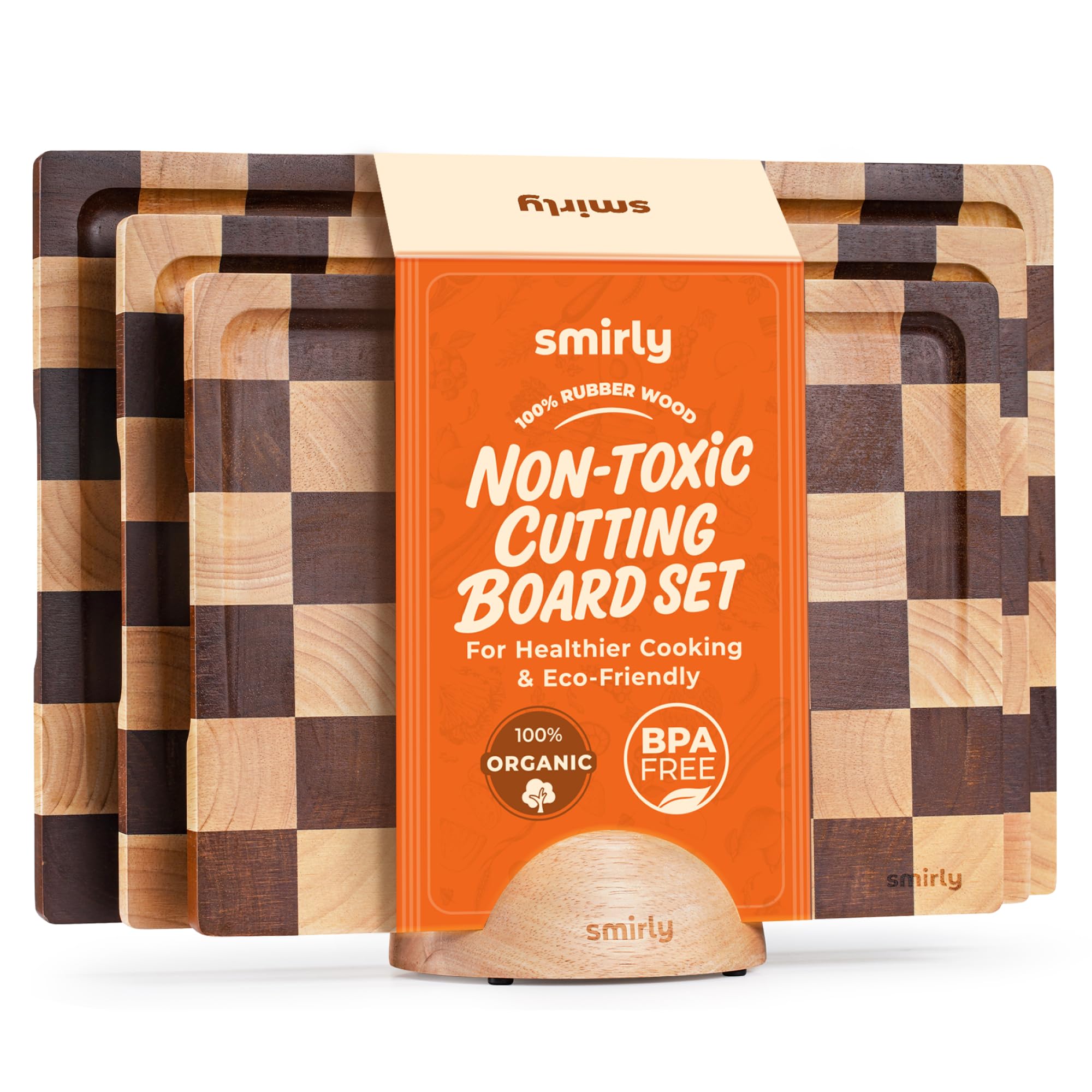 Planche à découper en bois d'hévéa SMIRLY (lot de 3) pour la cuisine