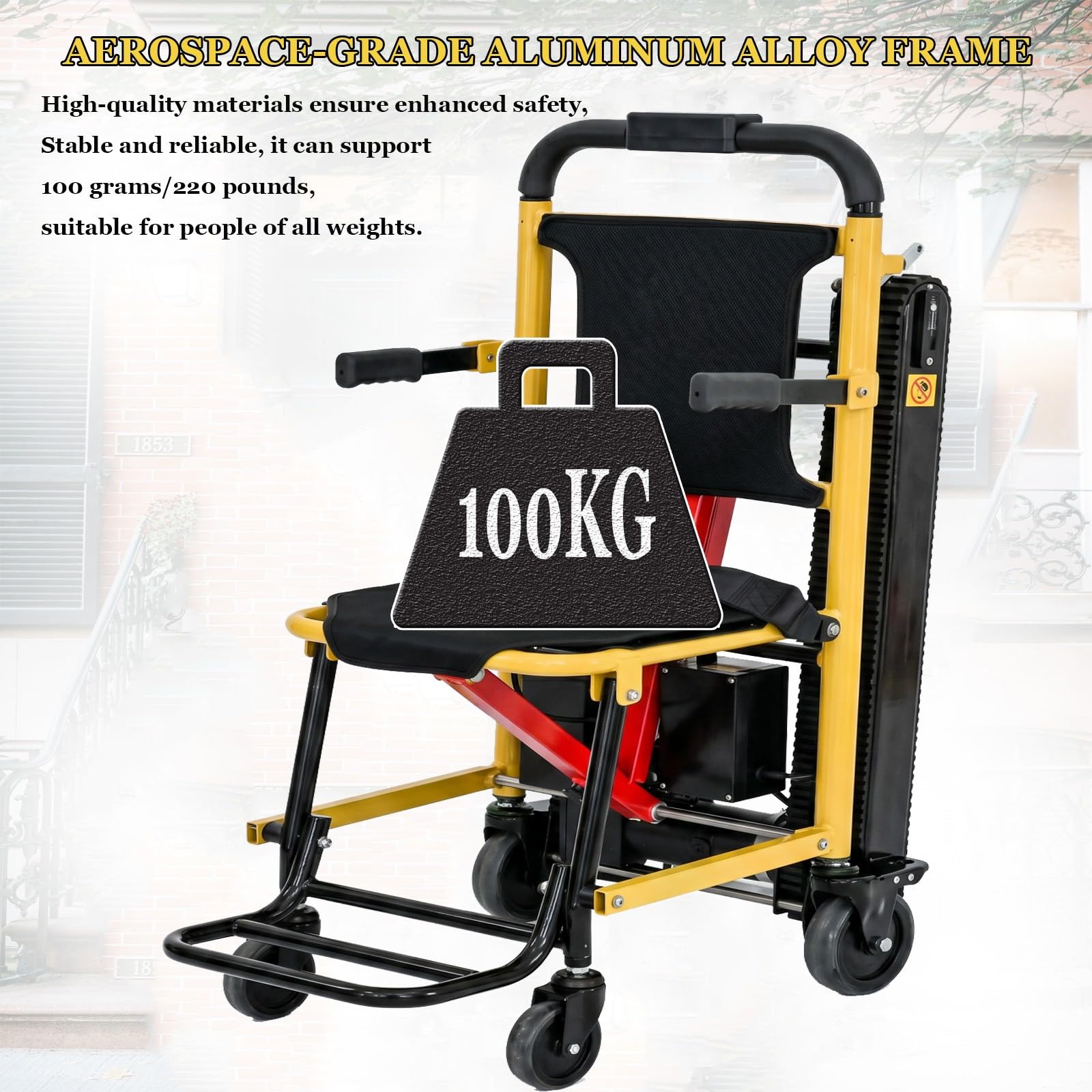Silla De Ruedas Eléctrica Elevadora para Subir Escaleras,Silla Salvaescaleras,Plegable Y Portátil,Estructura De Aleación De Aluminio,Apta para Personas Mayores 13ah