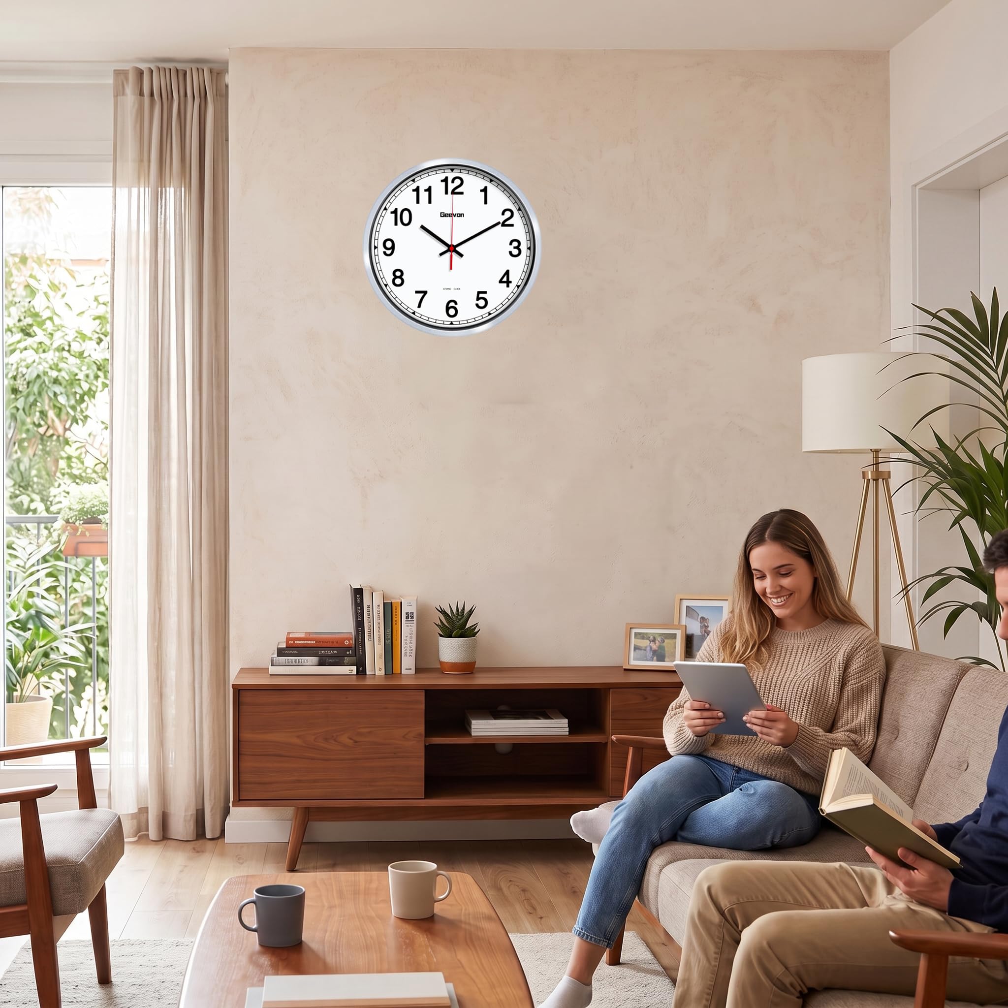 Geevon Reloj atómico de 14 pulgadas