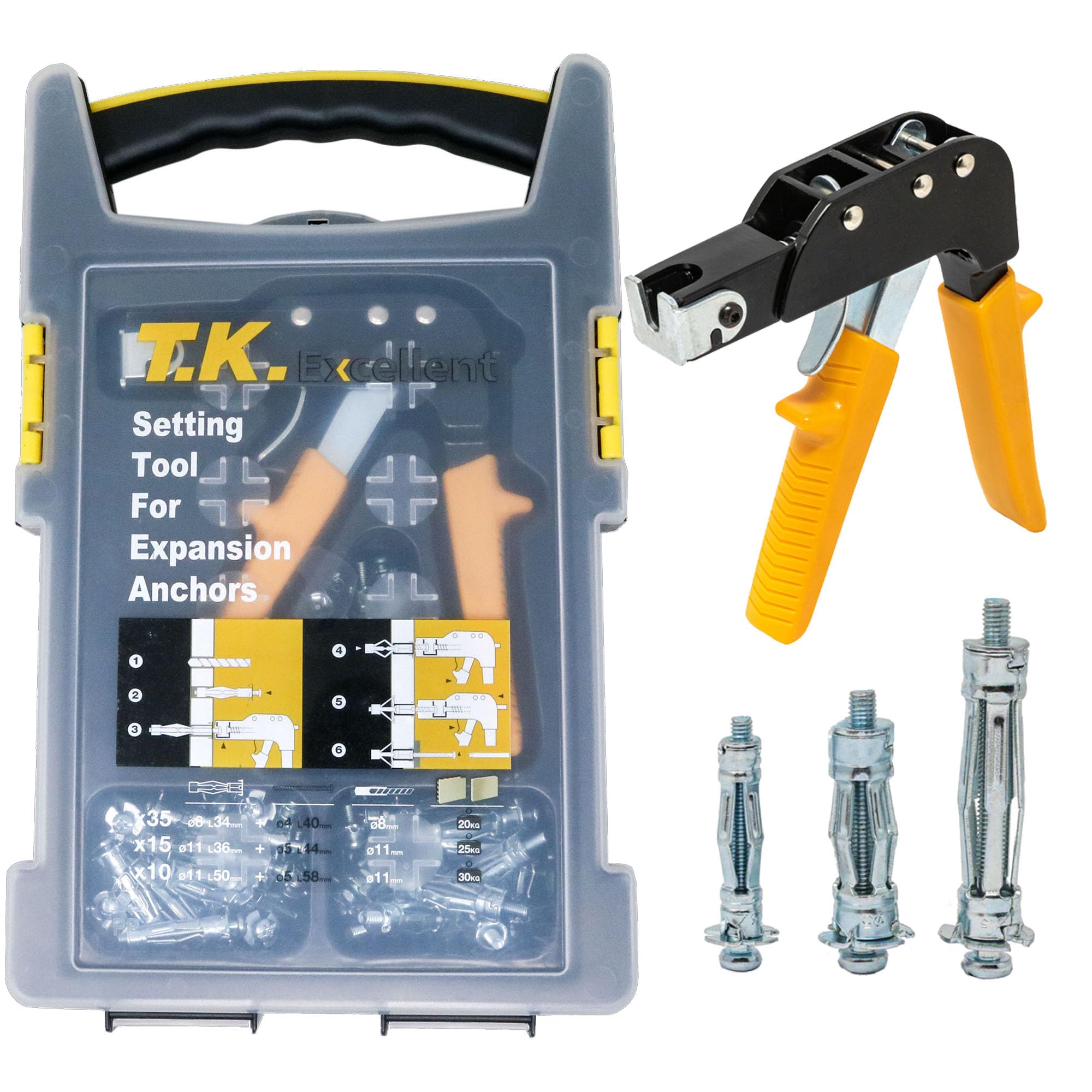 T.K.Excellent Kit pince et 60 chevilles en métal à expansion.
