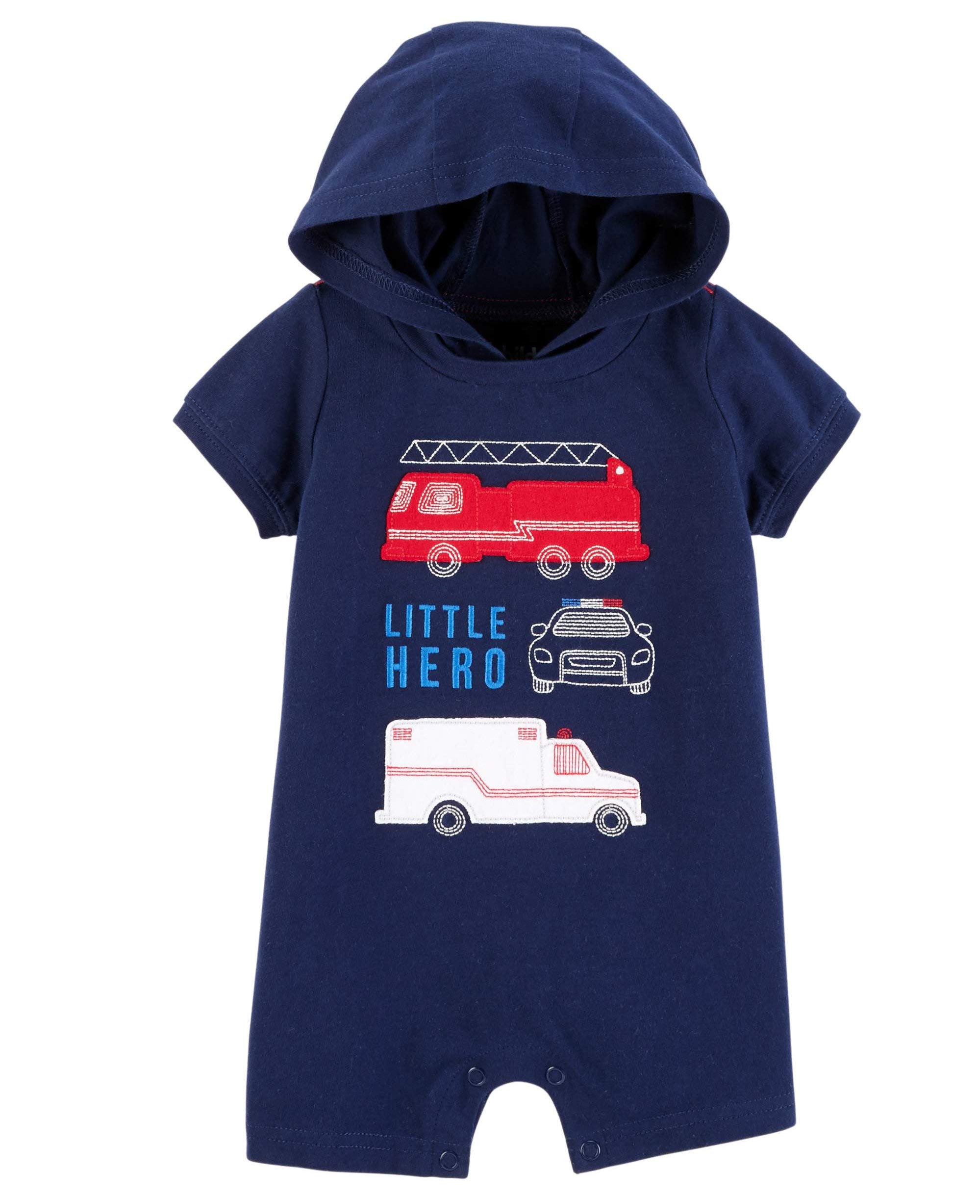 Carter'sChild of Mine Little Hero Baby Boy 1 Piece Hoodie Romper