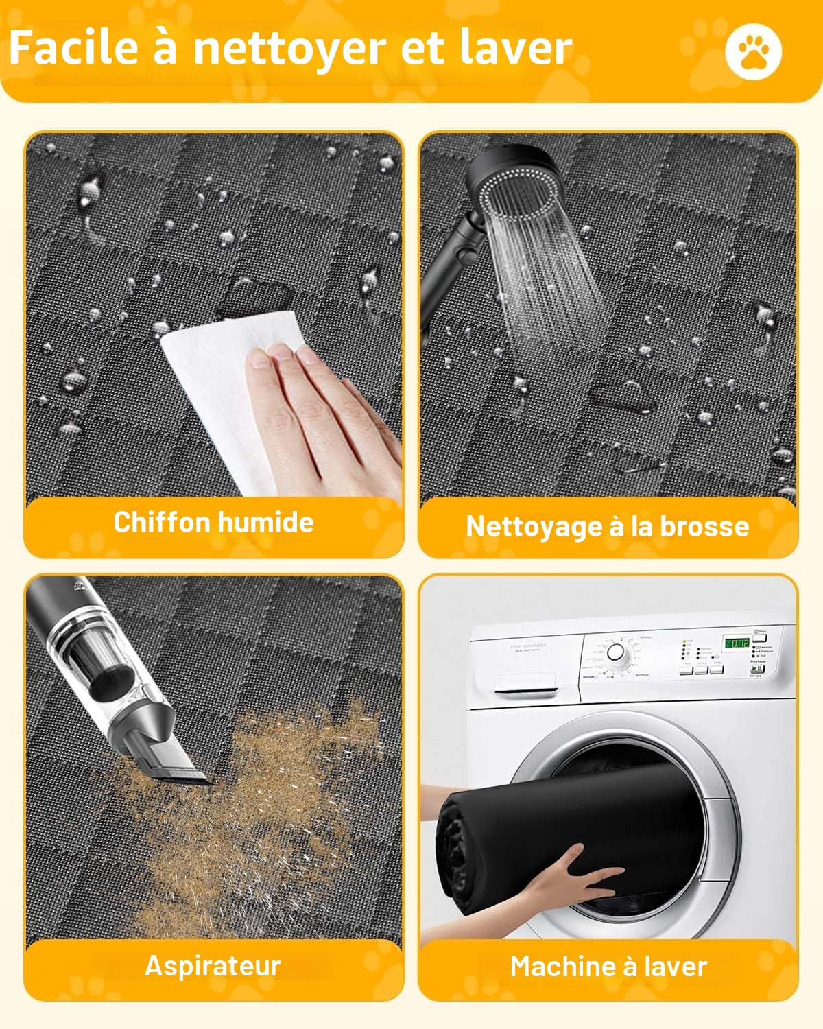 Protection Coffre Voiture pour Chien - Tapis Imperméable et Antidérapant avec Rabats Latéraux et Pare-Chocs, Couverture Résistante et Facile à Nettoyer pour Coffre SUV - Noir