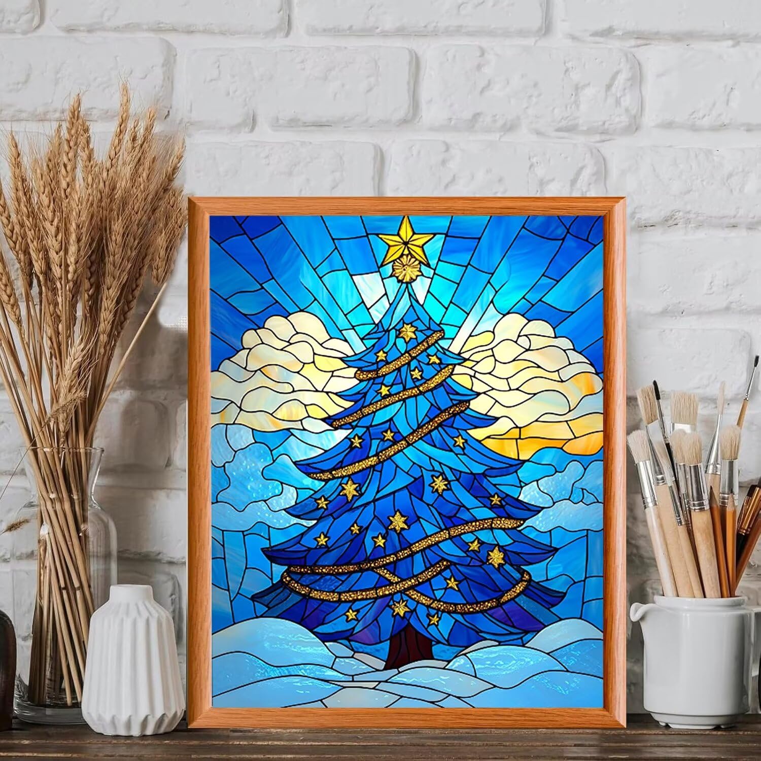 WEISHIWE Dipingere con i Numeri Adulti Albero di Natale, 80x100cm s-873