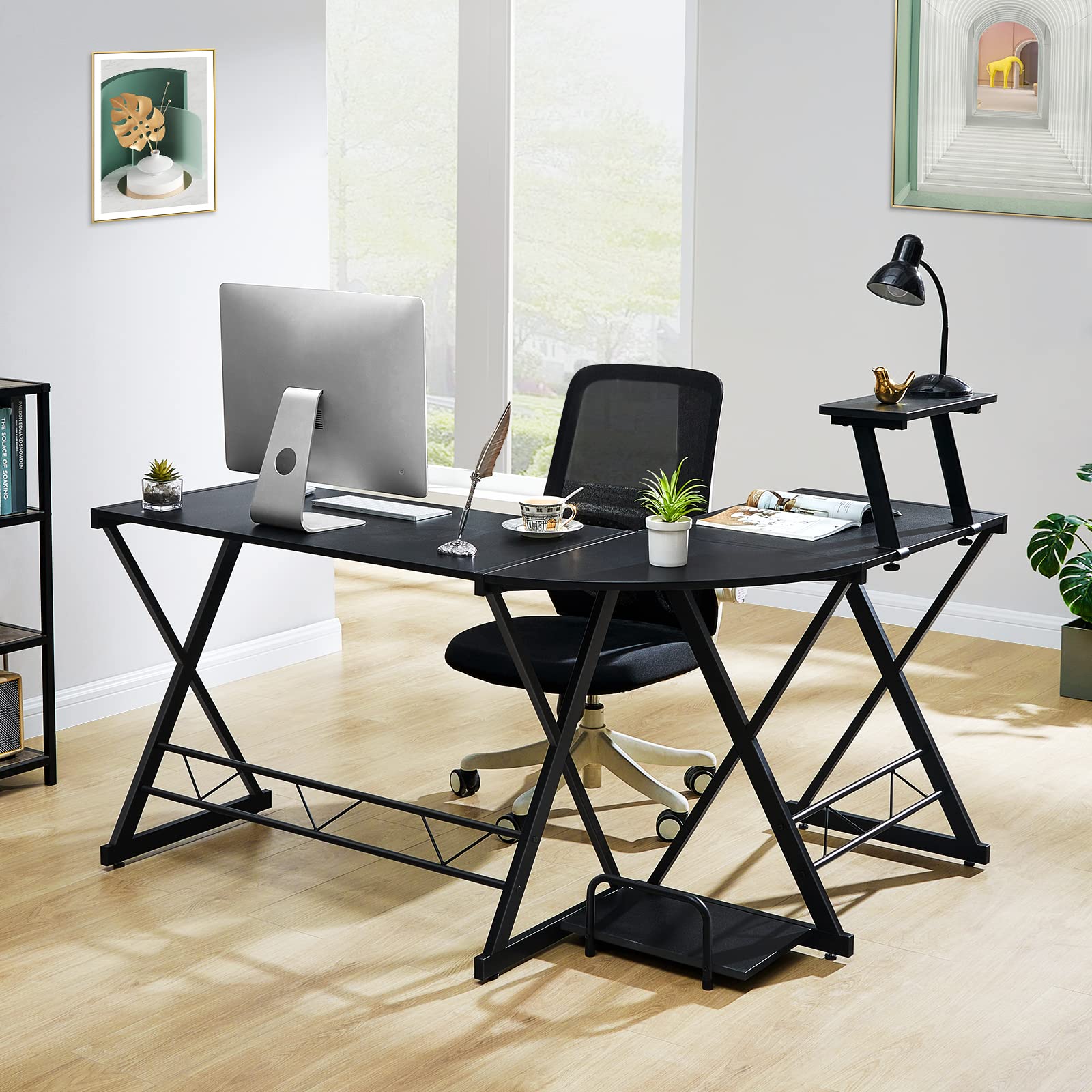GreenForest L Shaped Gaming Desk 58 inch, Reversible Corner Computer