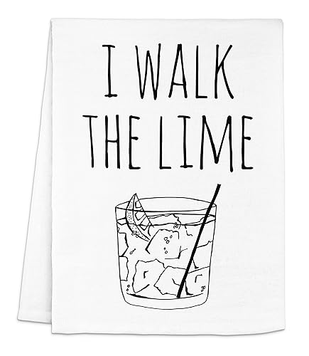 Funny Dish Towel, I Walk The Lime, Flour Sack Kitchen Towel, Sweet Housewarming Gift, Farmhouse Kitchen Decor, White