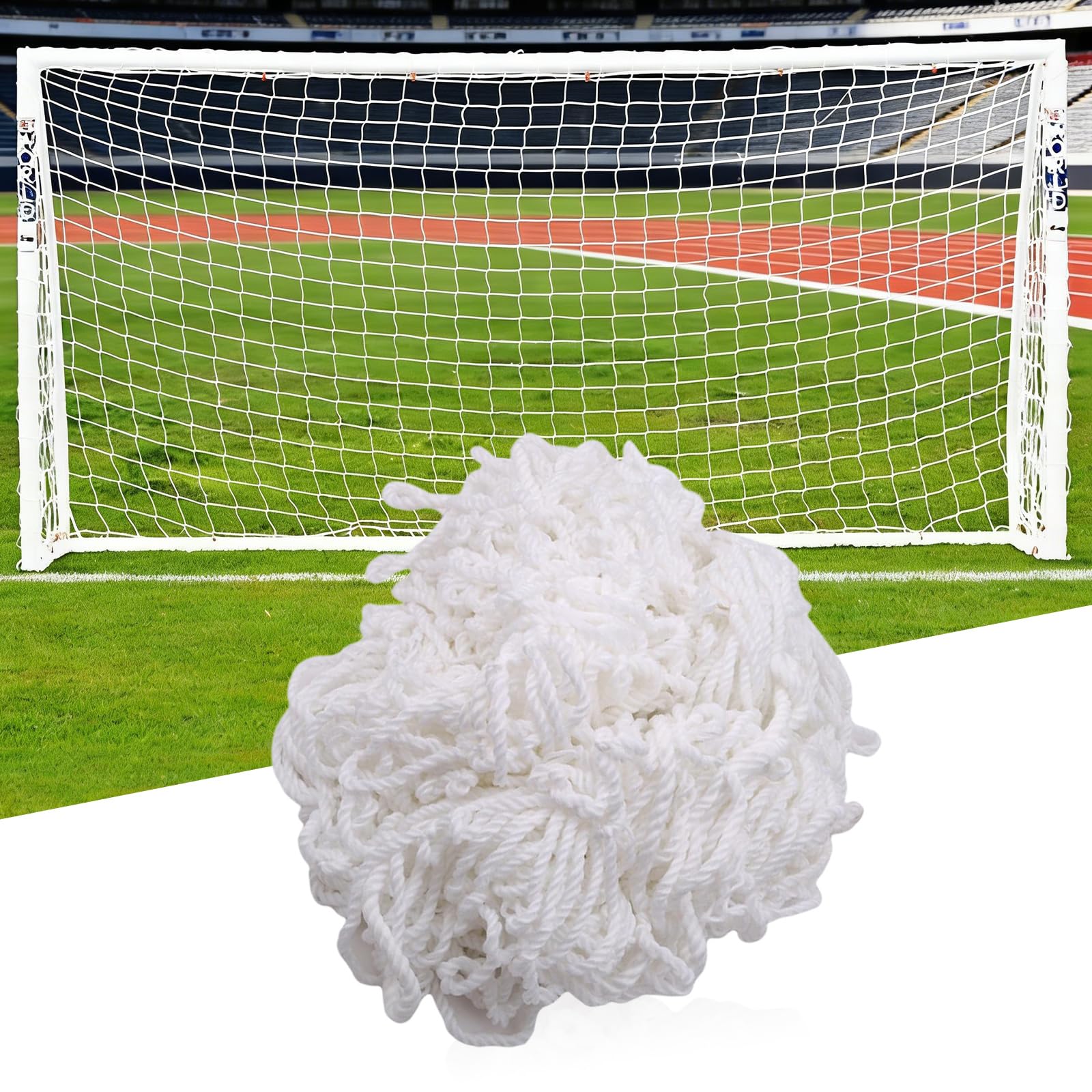 Red portería fútbol 3x2 m polipropileno blanco repuesto